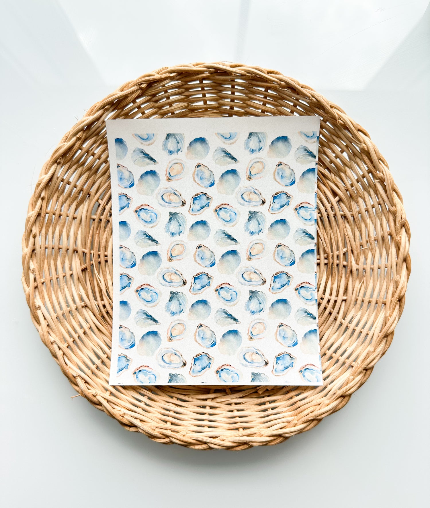 Charleston 3 Blue Watercolor Oysters Transfer Paper