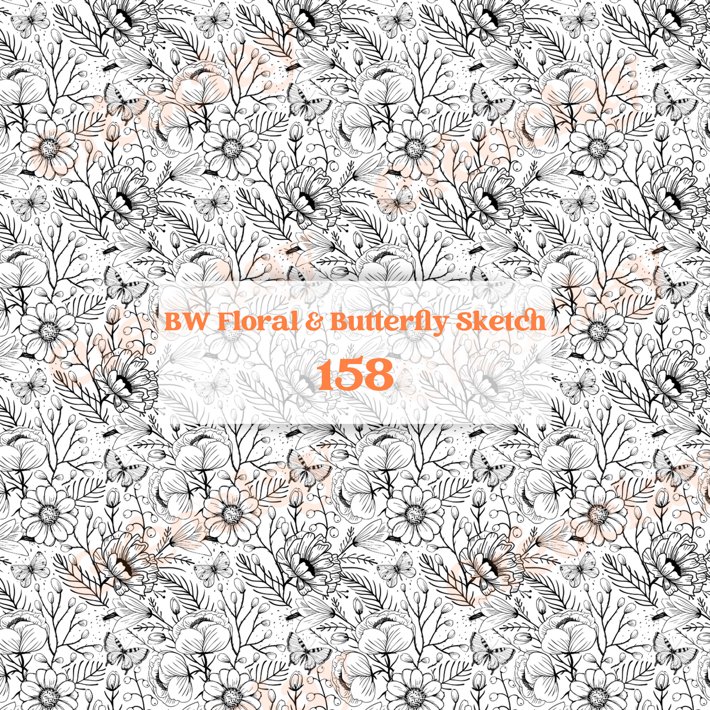 Transfer Paper 158 (BW Floral & Butterfly Sketch)