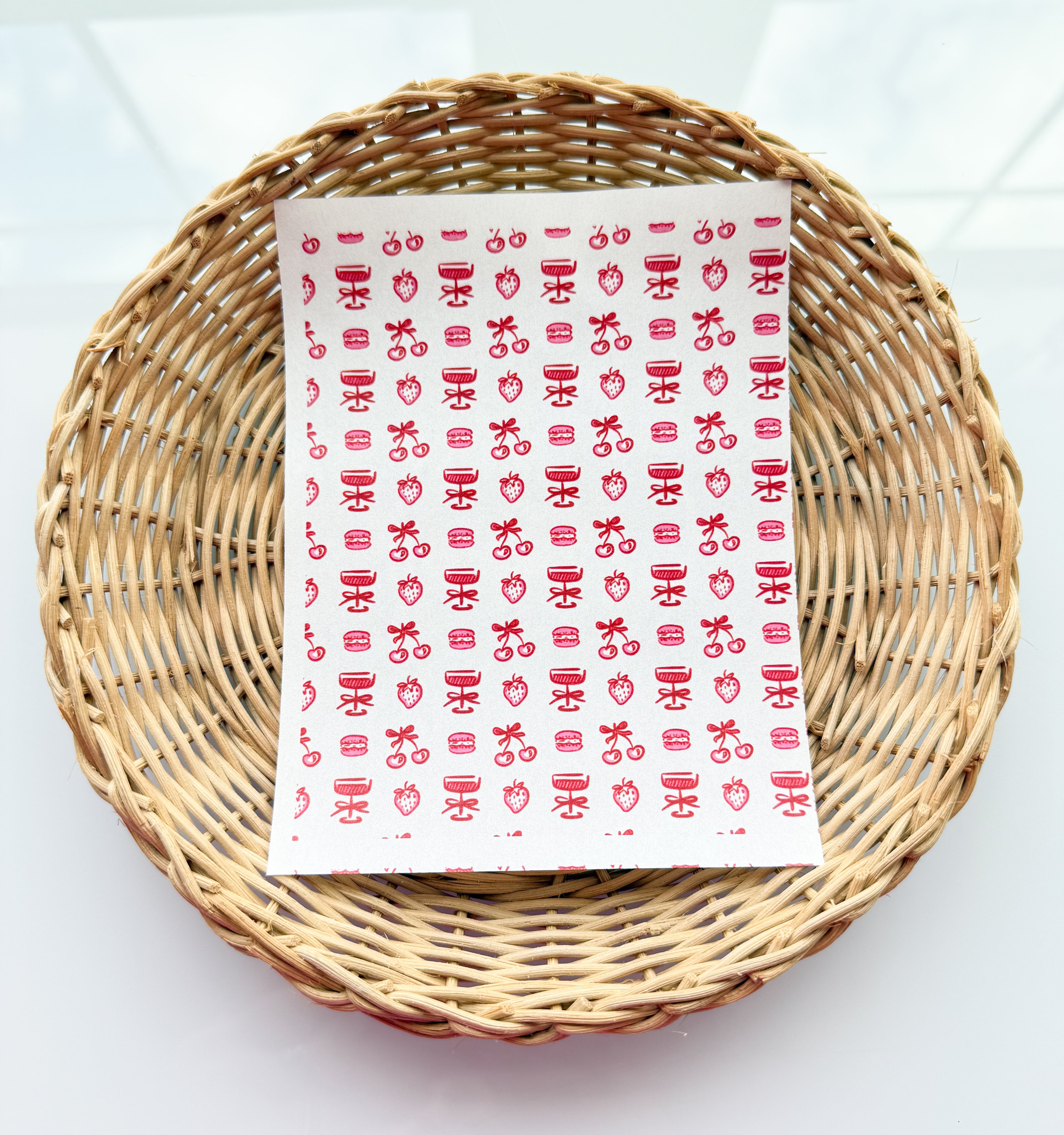 Valentines Day 2 Strawberries & bows Clay Transfer Paper