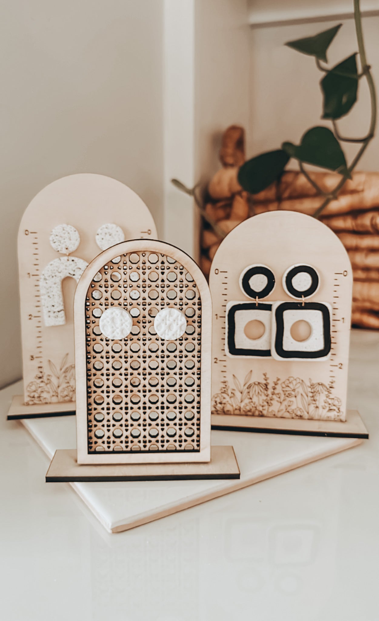 Wooden Floral Jewelry Display With Measurements