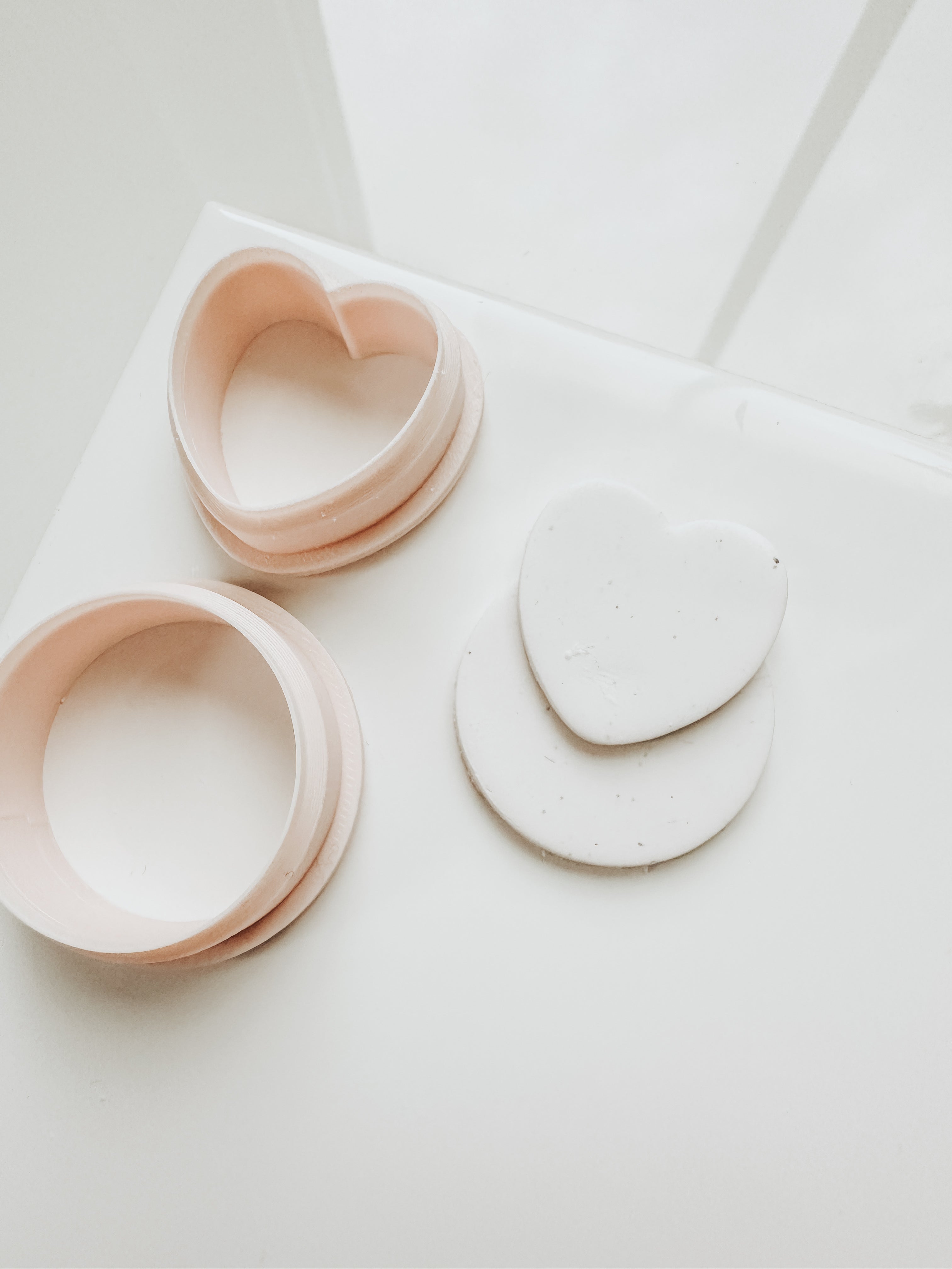 Stackable Heart Clay Cutter Set 1.25” circle & 1.0” heart