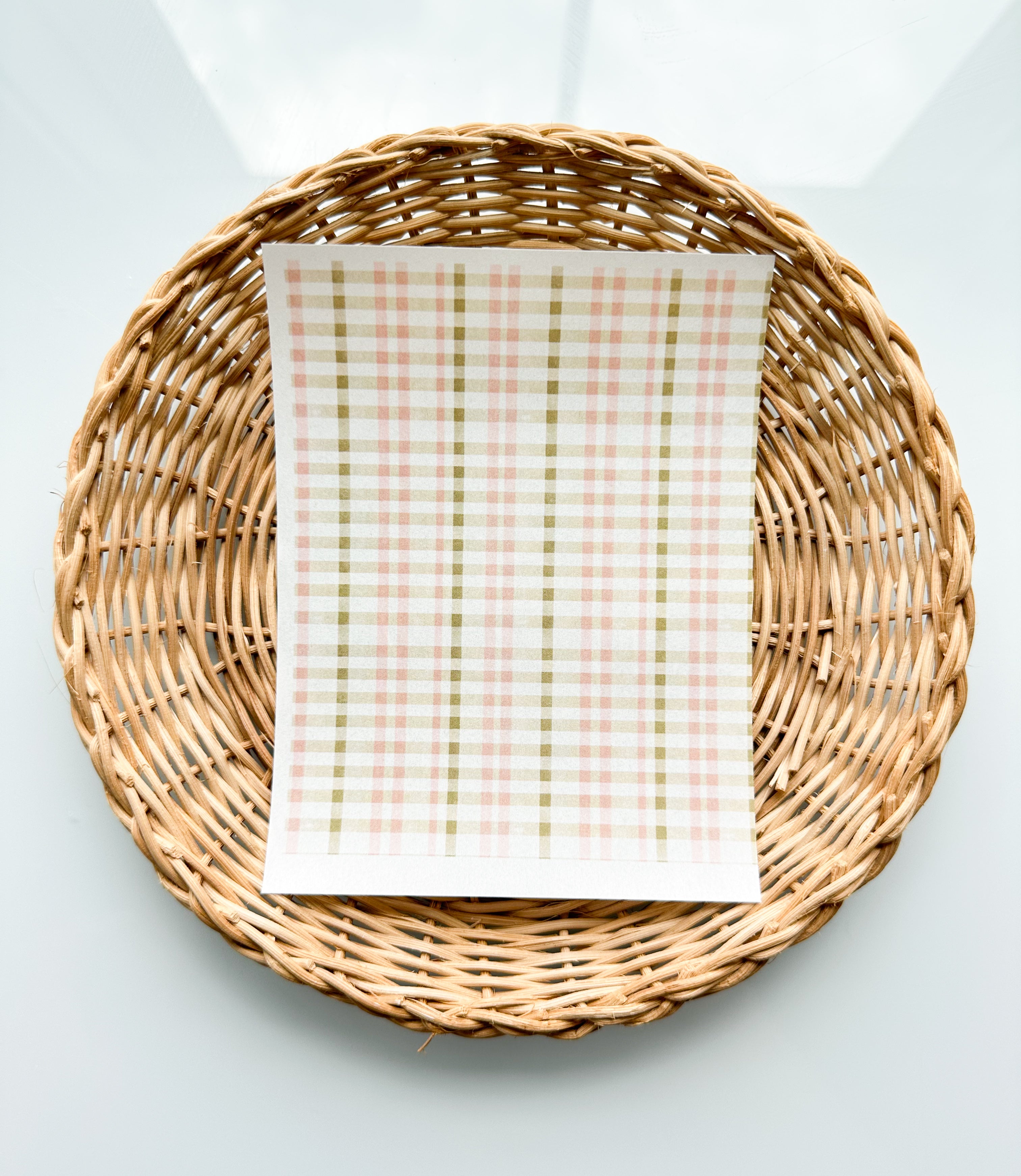 Charleston 16 Soft Green & Pink Plaid Transfer Paper