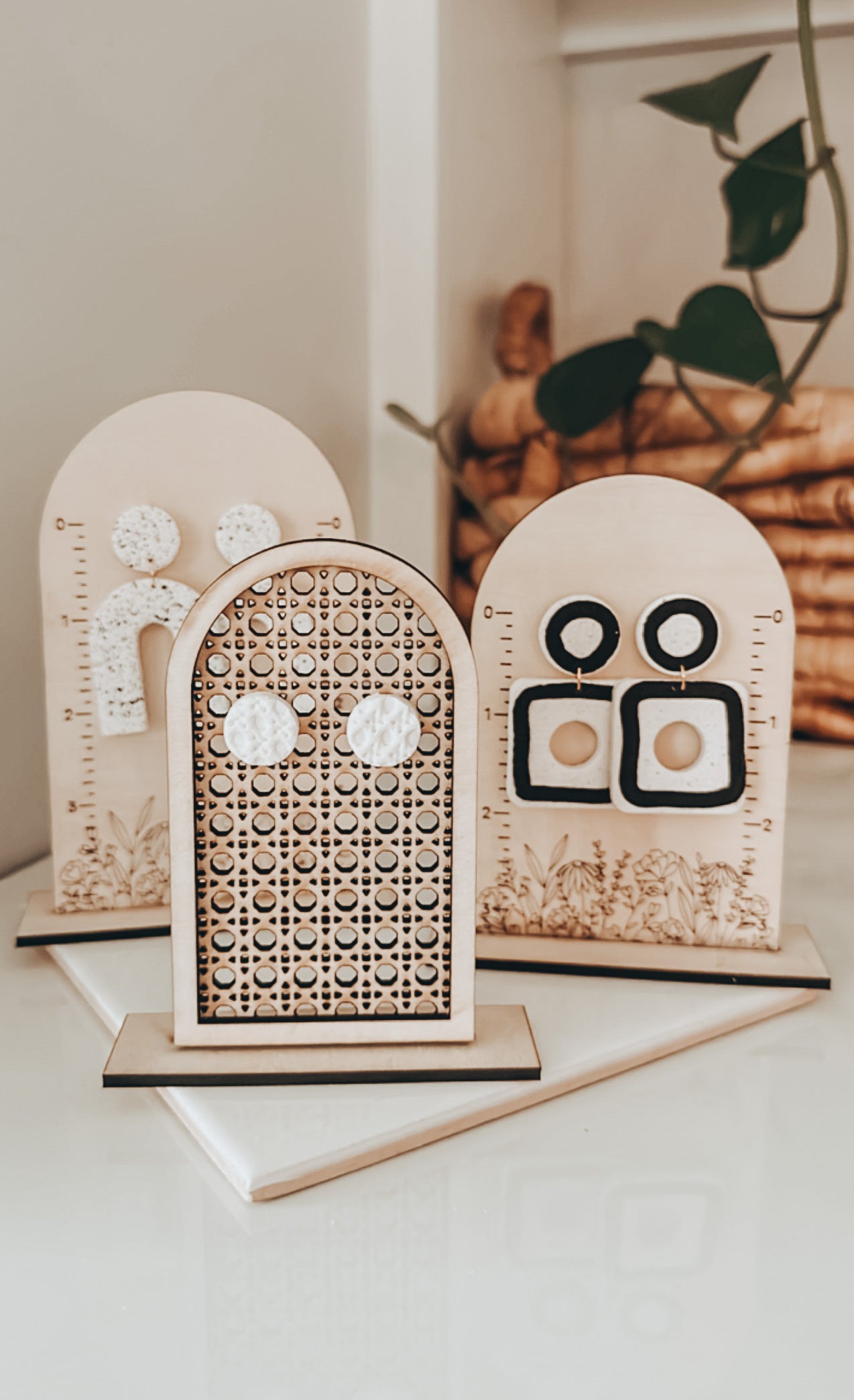 Wooden Rattan Jewelry Display