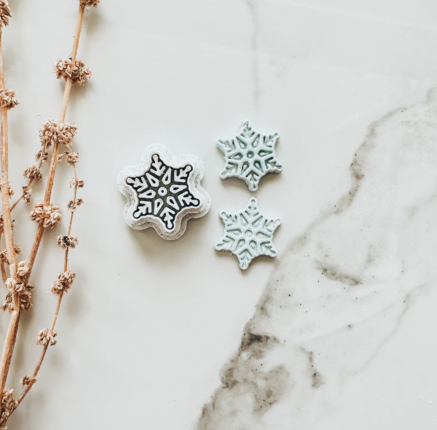 Snowflake Embossed Clay Cutter 1.00”