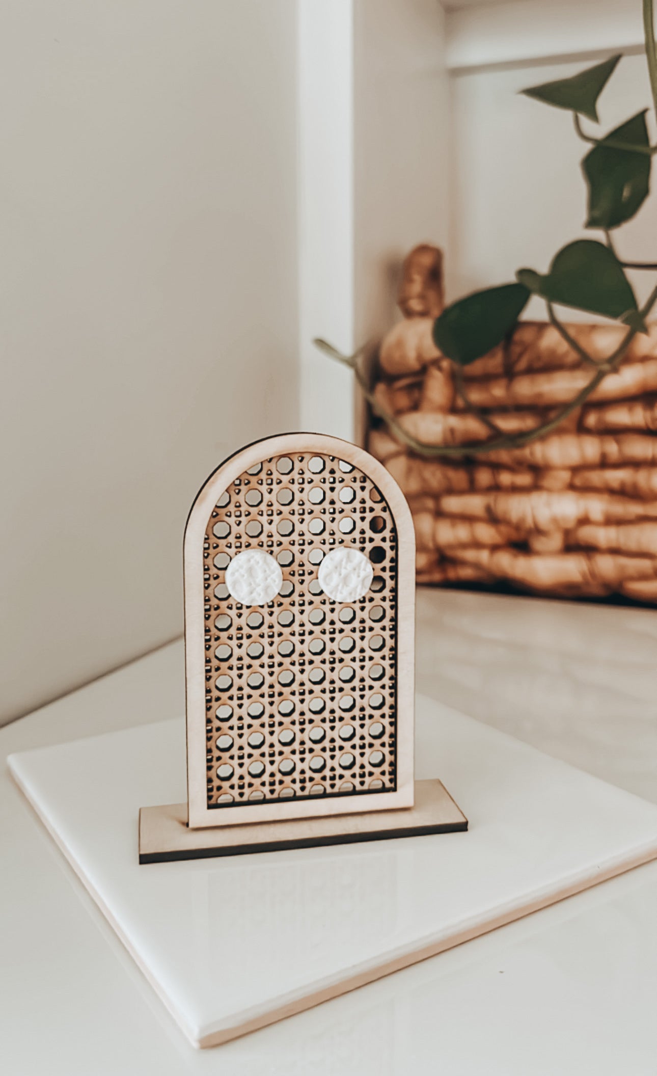 Wooden Rattan Jewelry Display