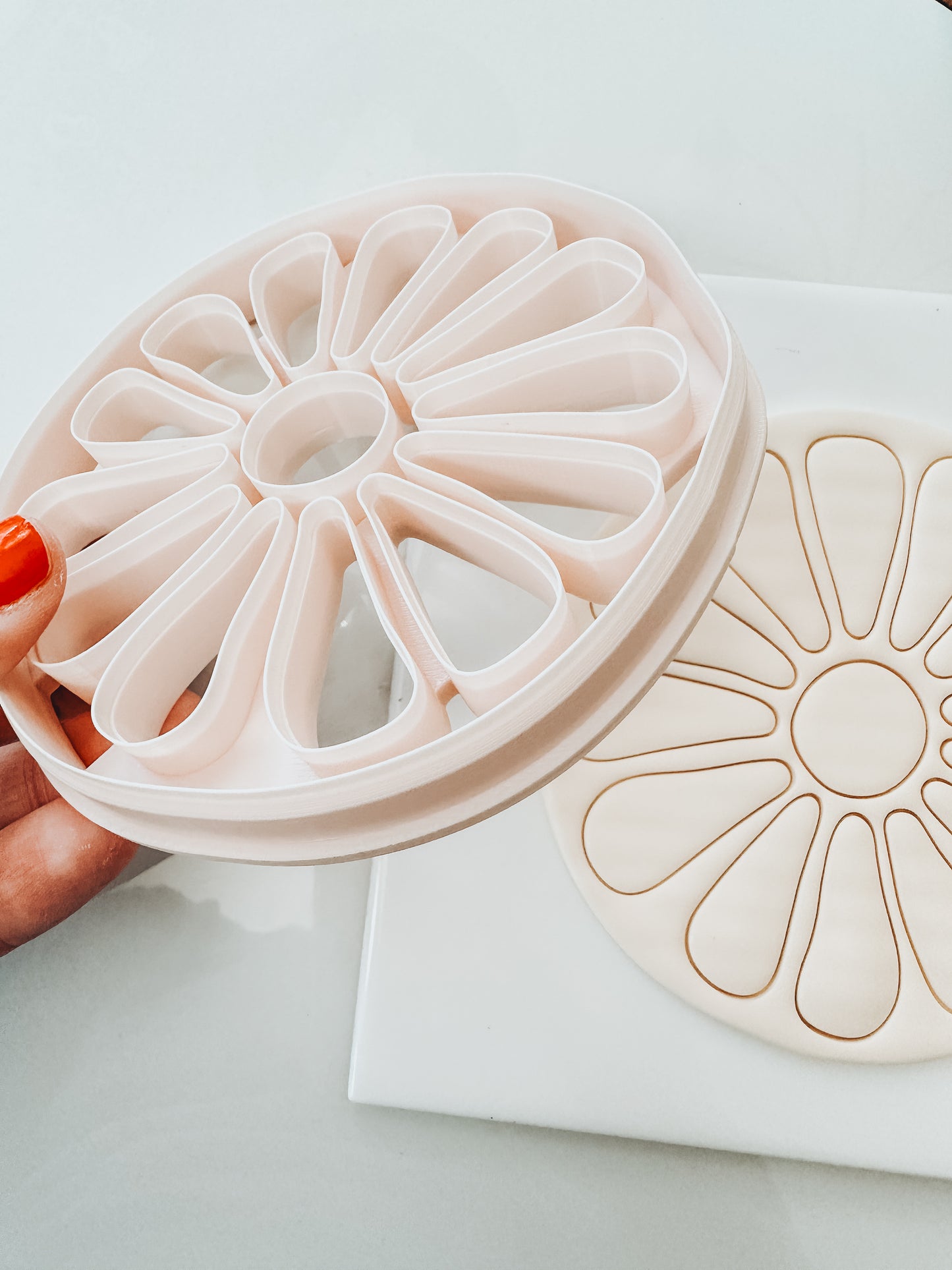 Abstract Flower Trinket Dish Clay Cutter 4.25”