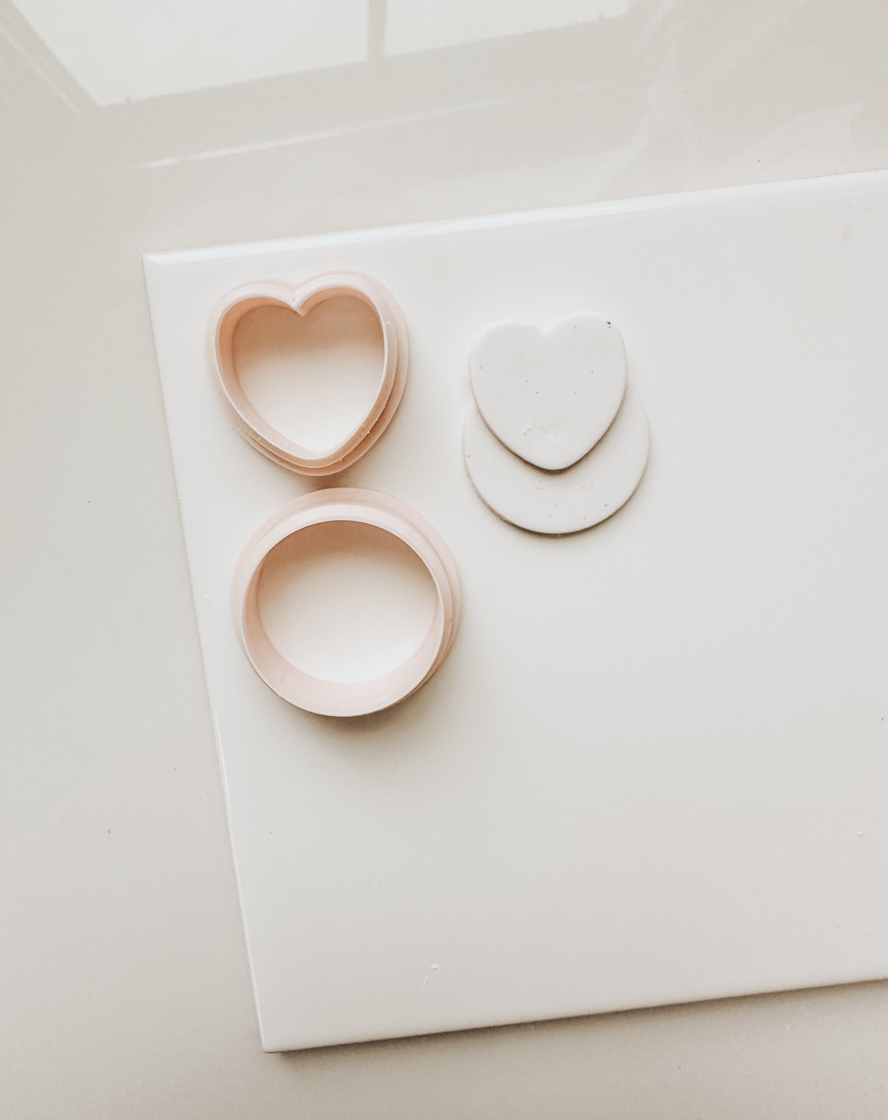 Stackable Heart Clay Cutter Set 1.25” circle & 1.0” heart