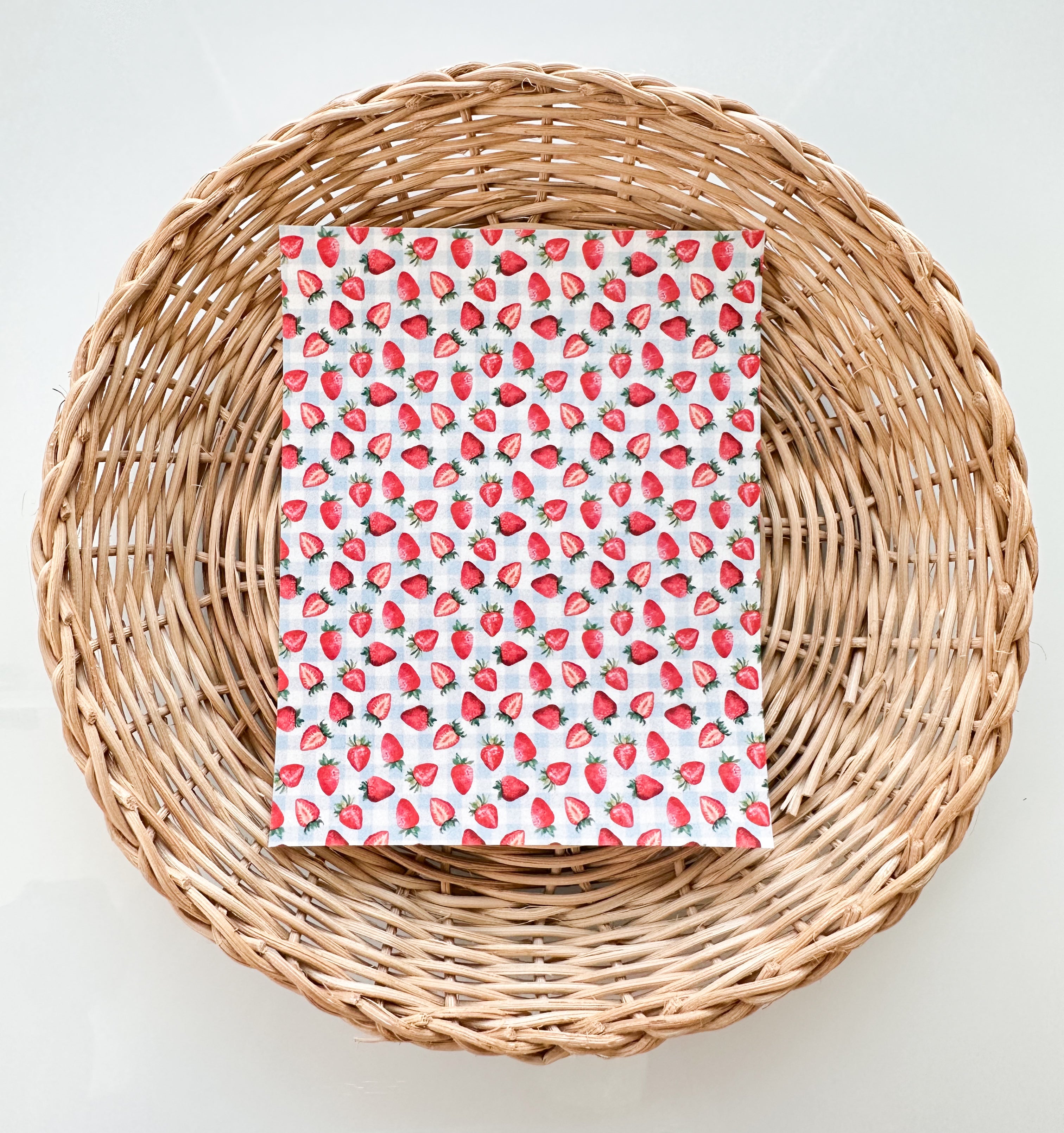 Summer 25 Blue Plaid & Strawberries Transfer Paper