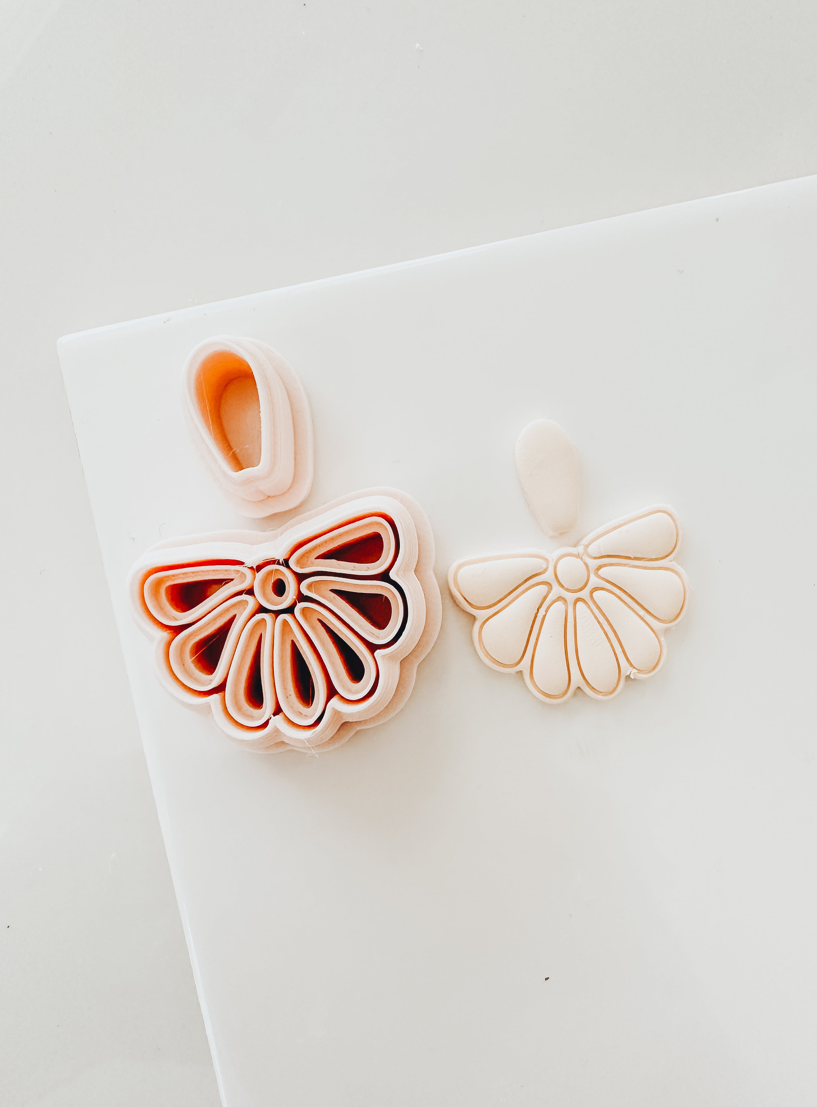 Juliette Half Flower Drop Set Clay Cutter 1.75”