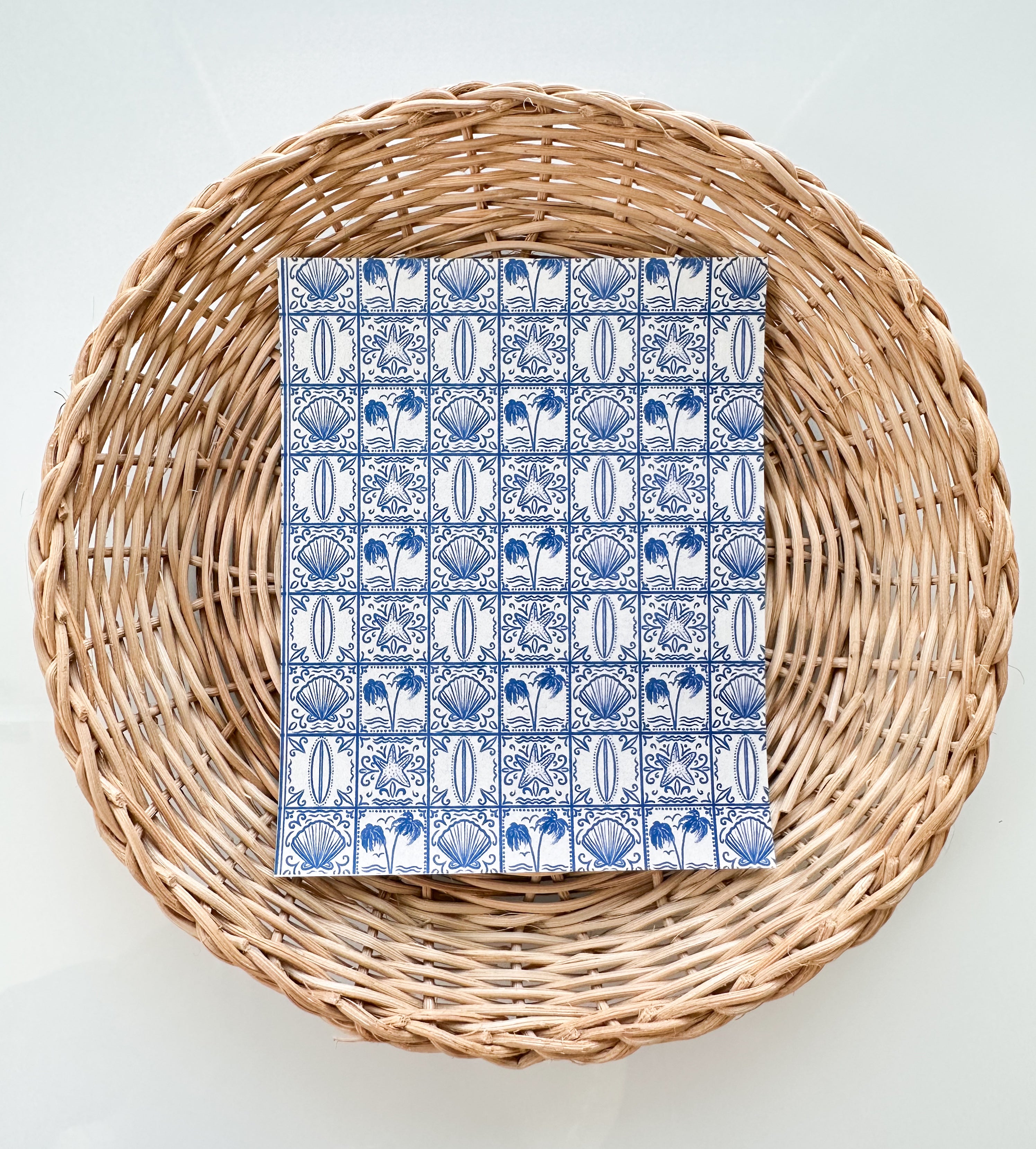 Summer 24 Blue Palm Squares Transfer Paper