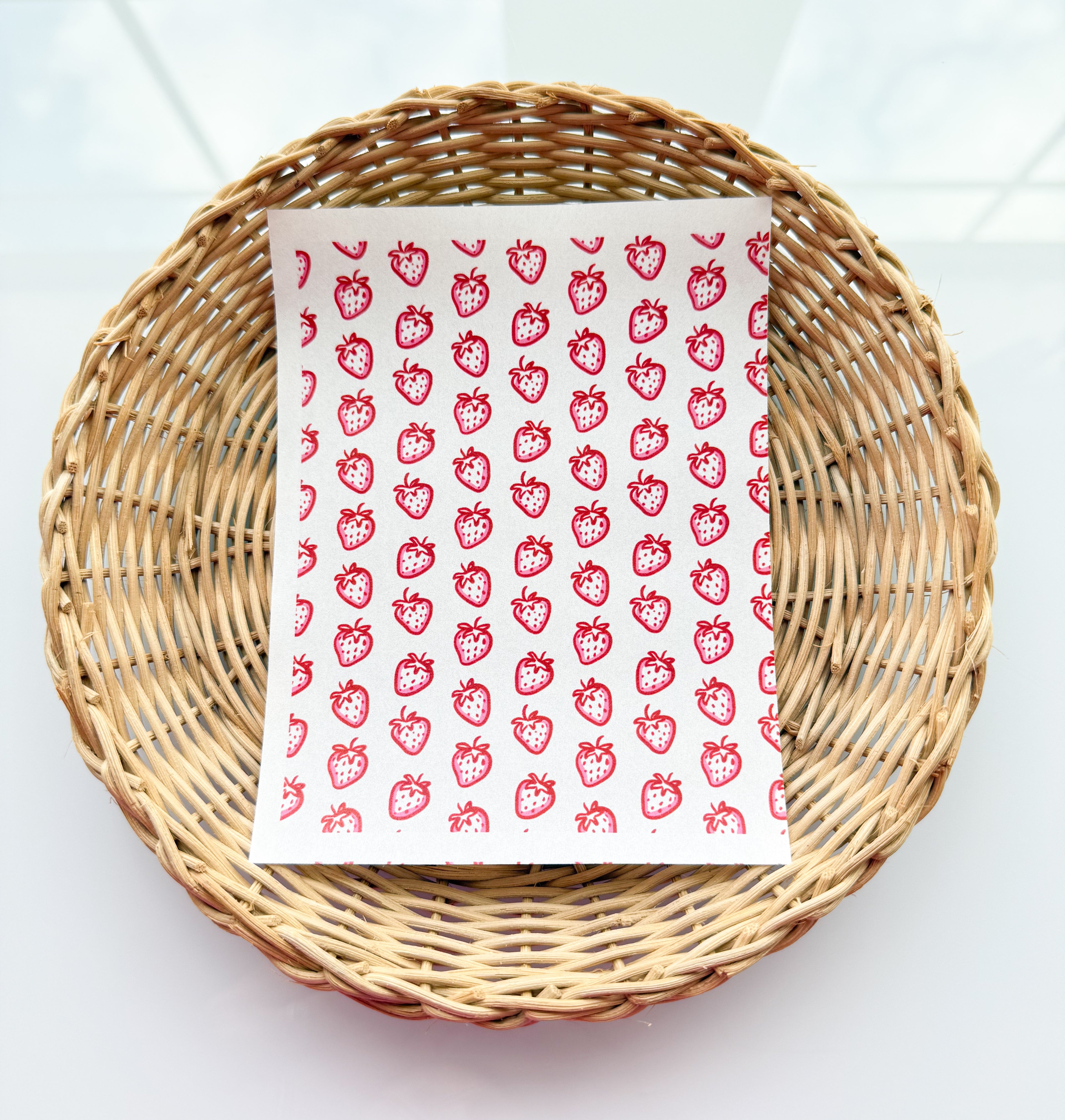 Valentines Day 3 Red Strawberries Clay Transfer Paper