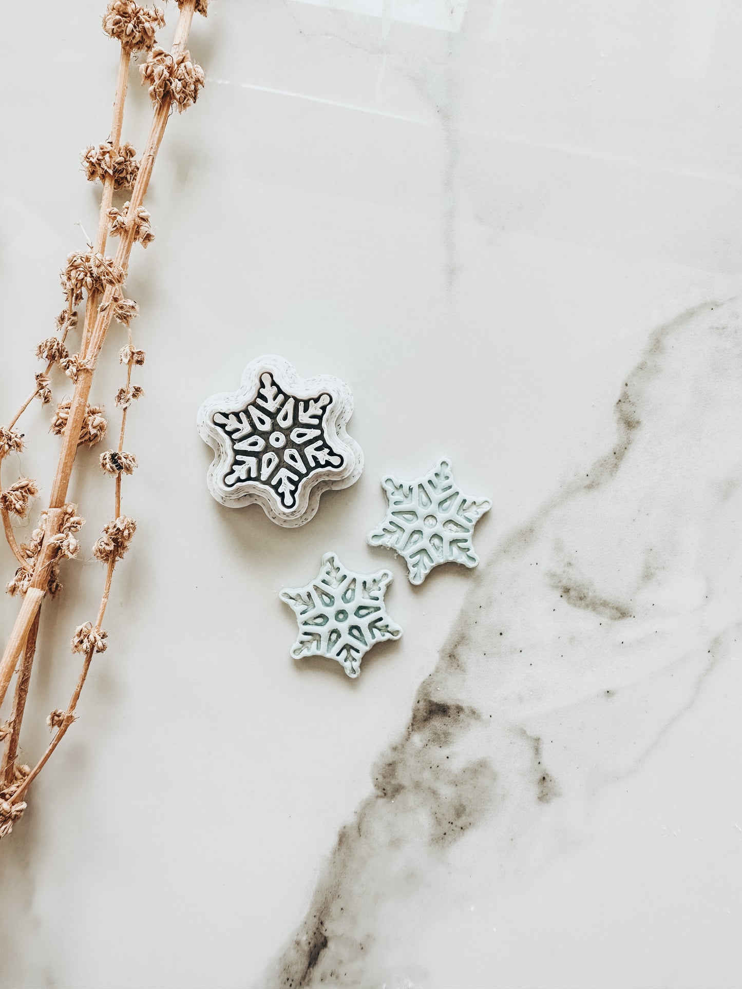 Snowflake Embossed Clay Cutter 1.00”