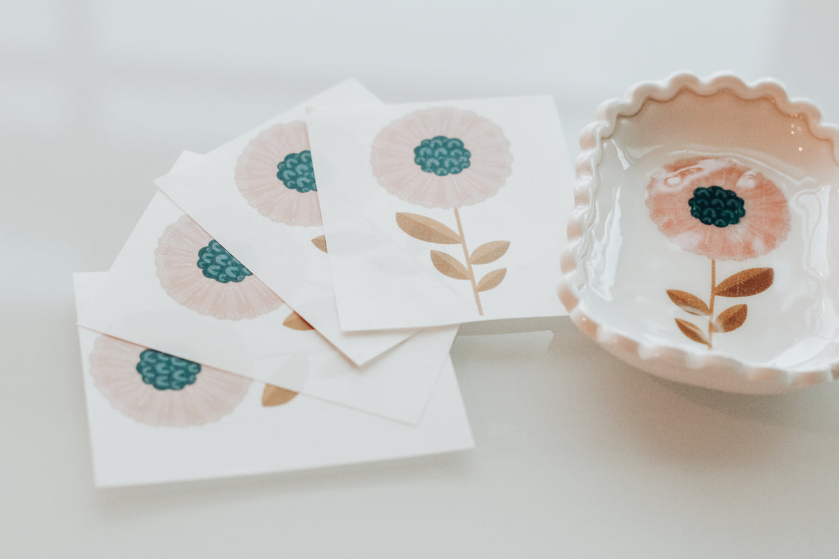 Pink Flower Trinket Dish Transfer (Trinket Dish & Shaper Sold Separately)