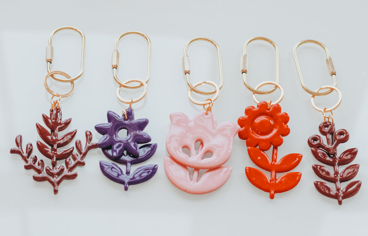 Triple Flower Double Floral Bag Charm / Key Chain Clay Cutters