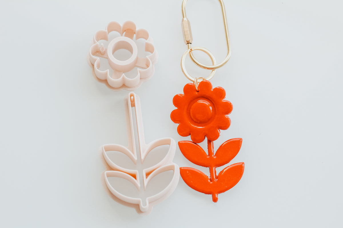 Bubble Flower Double Floral Bag Charm / Key Chain Clay Cutters