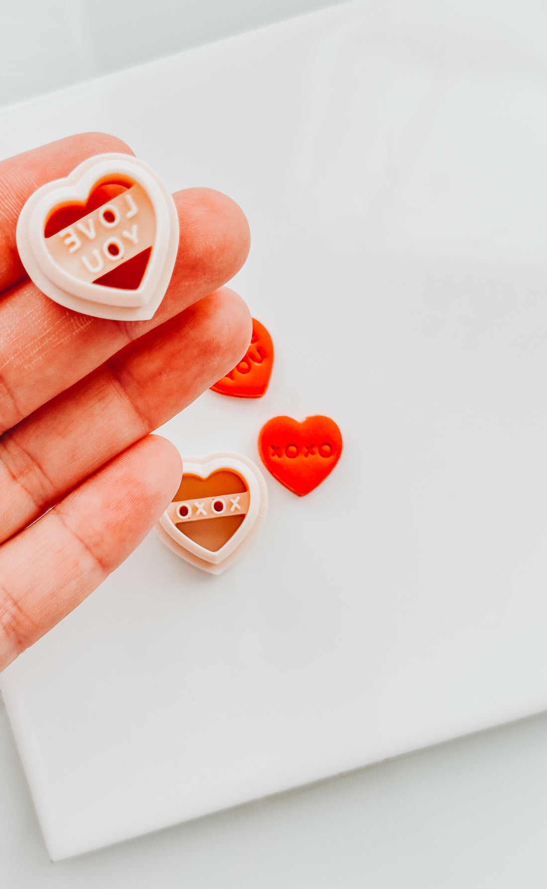 Stud Conversation Hearts Clay Cutter - Love You & XOXO