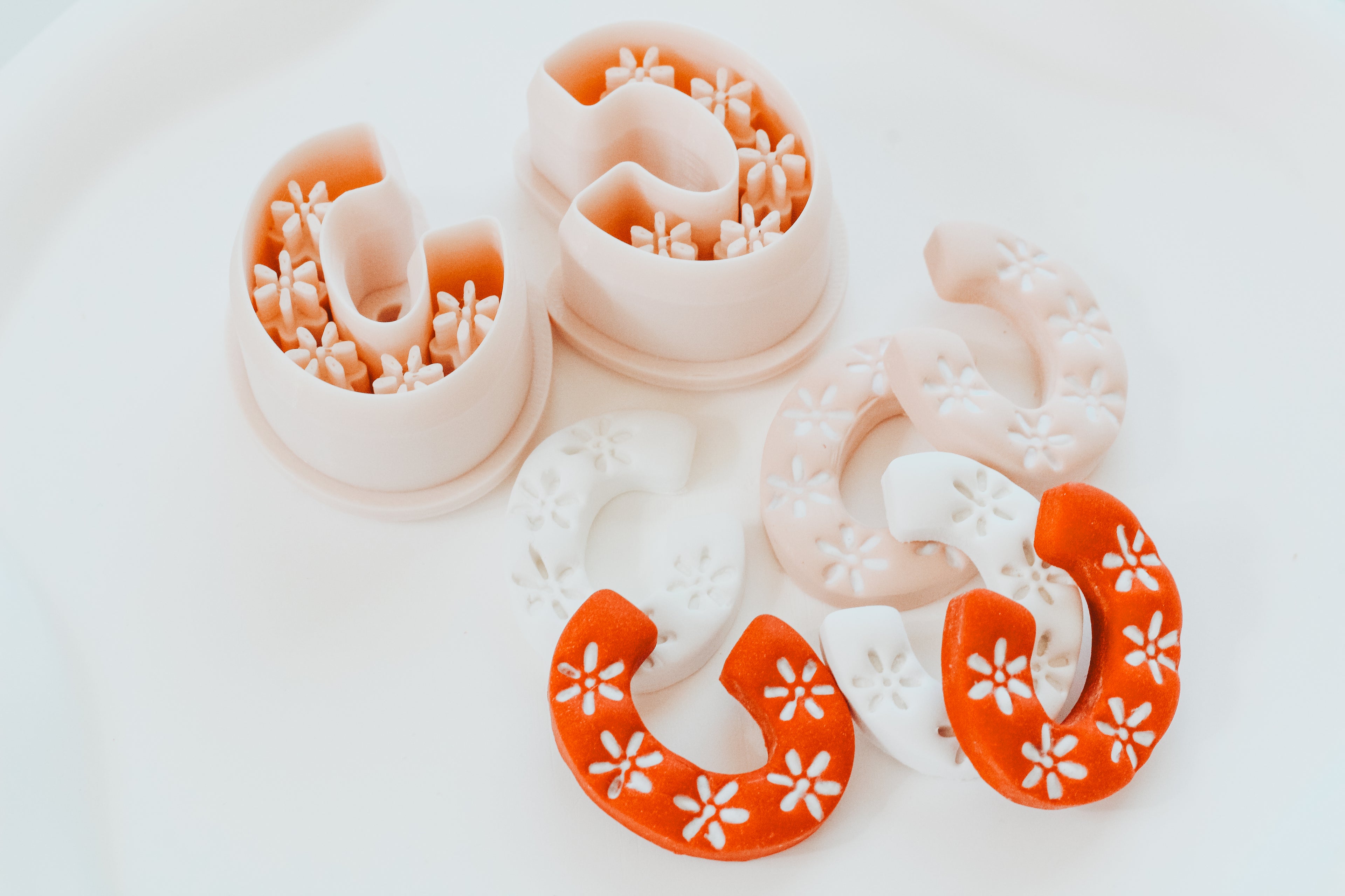 Moroccan Flower Hoop / Huggie Clay Cutter Mirrored Set