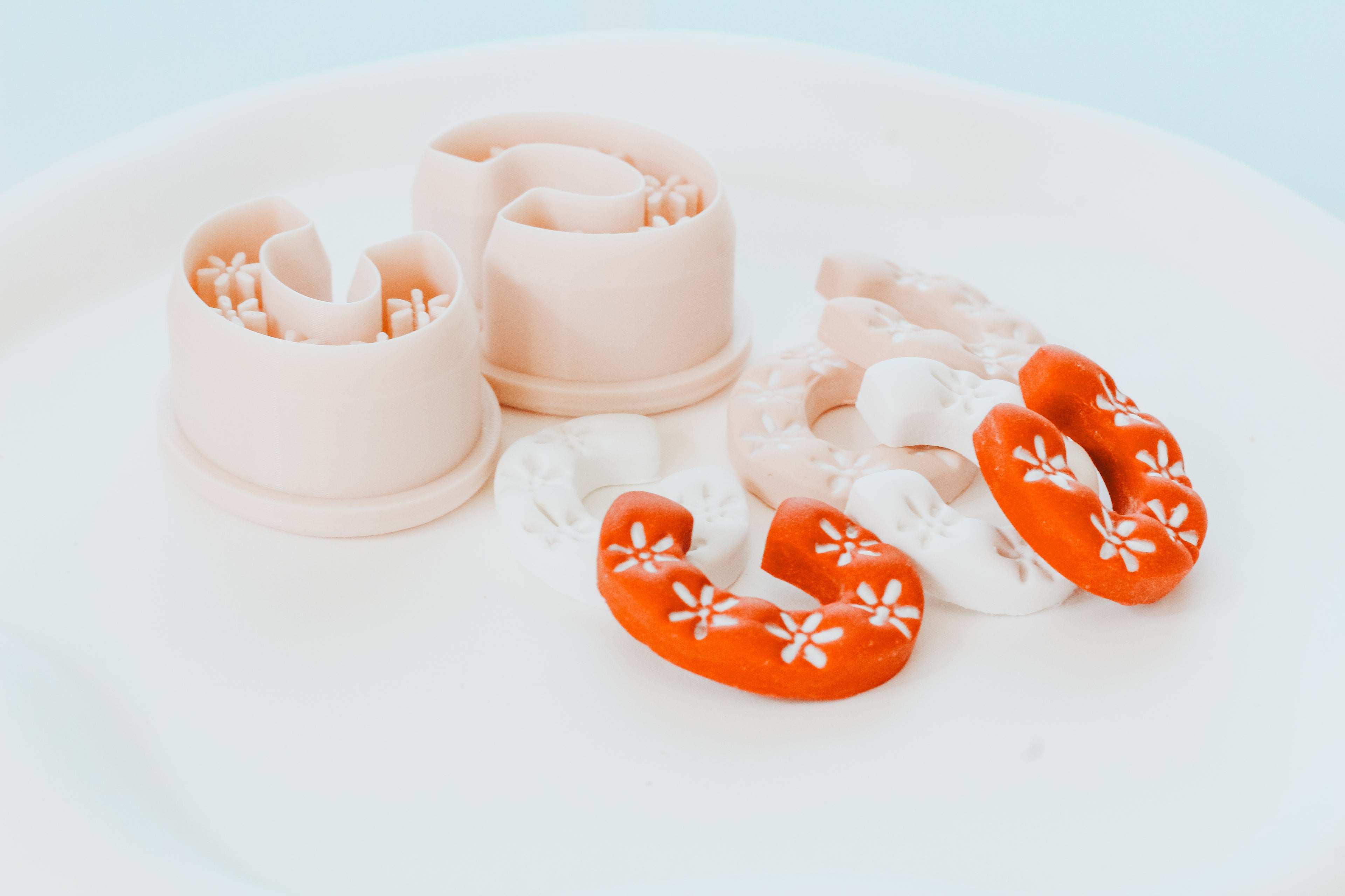 Moroccan Flower Hoop / Huggie Clay Cutter Mirrored Set