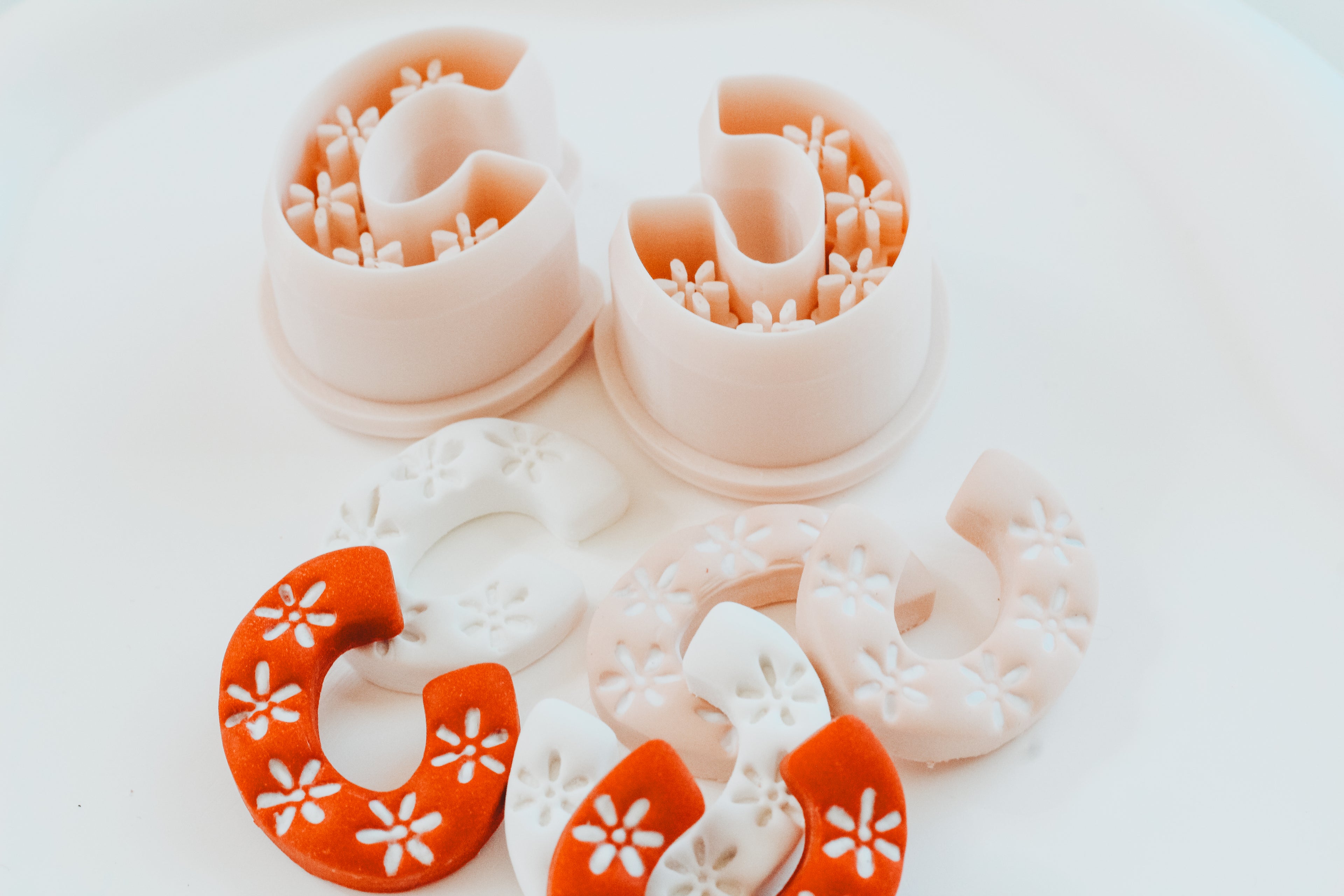 Moroccan Flower Hoop / Huggie Clay Cutter Mirrored Set