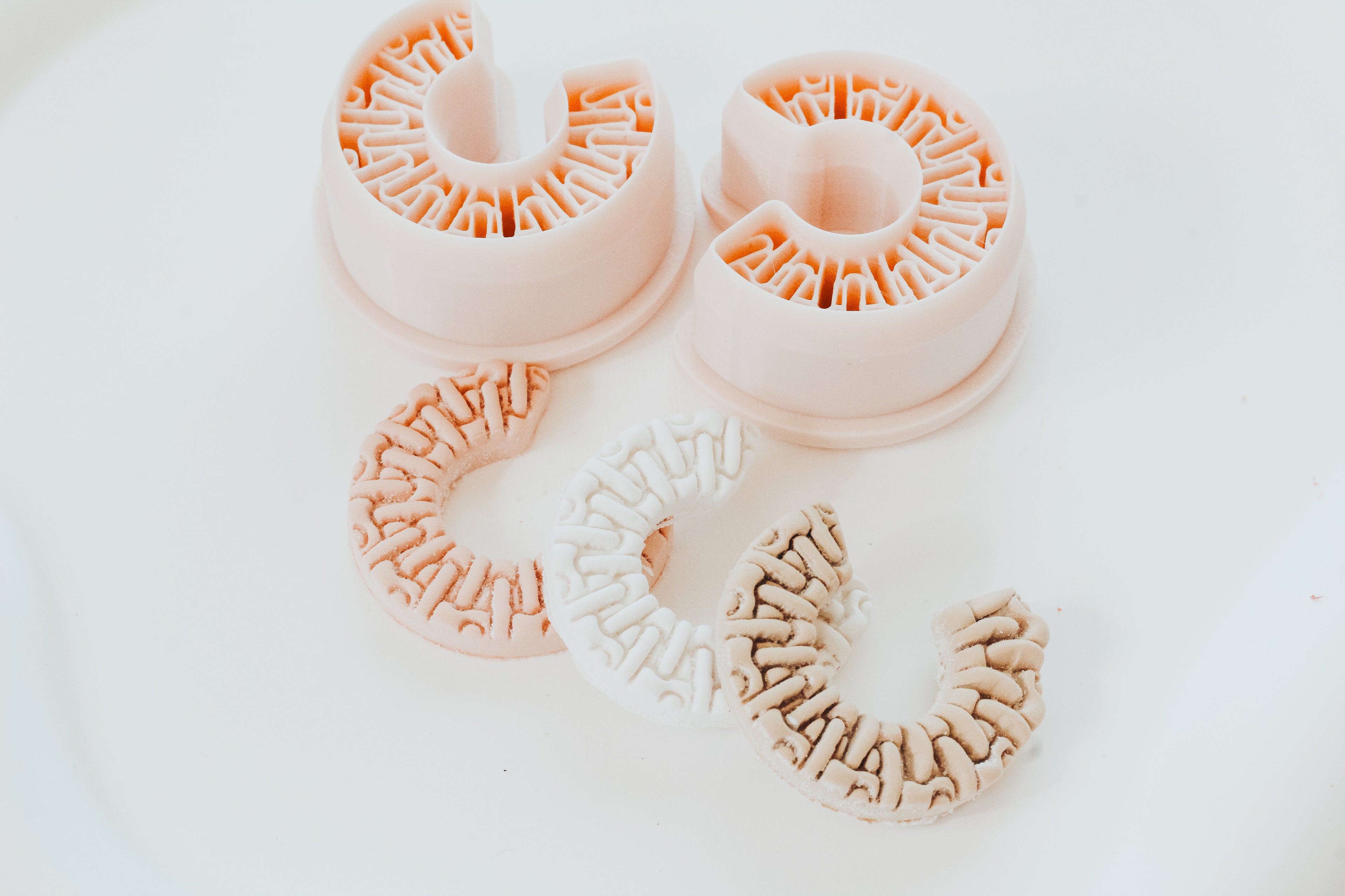 Rattan Inspired Hoop / Huggie Clay Cutter Mirrored Set