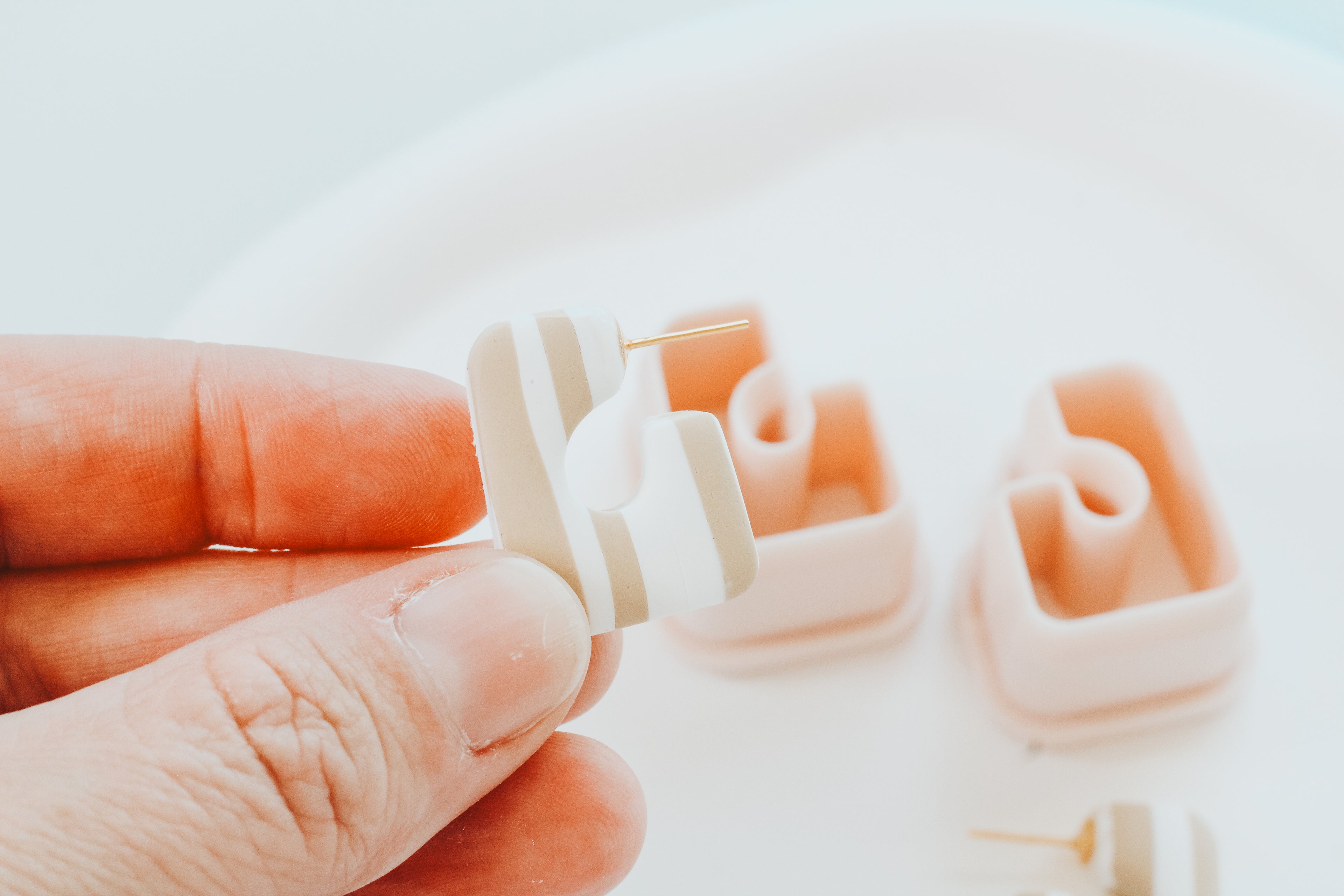 Basic Squared Hoop / Huggie Clay Cutter Mirrored Set