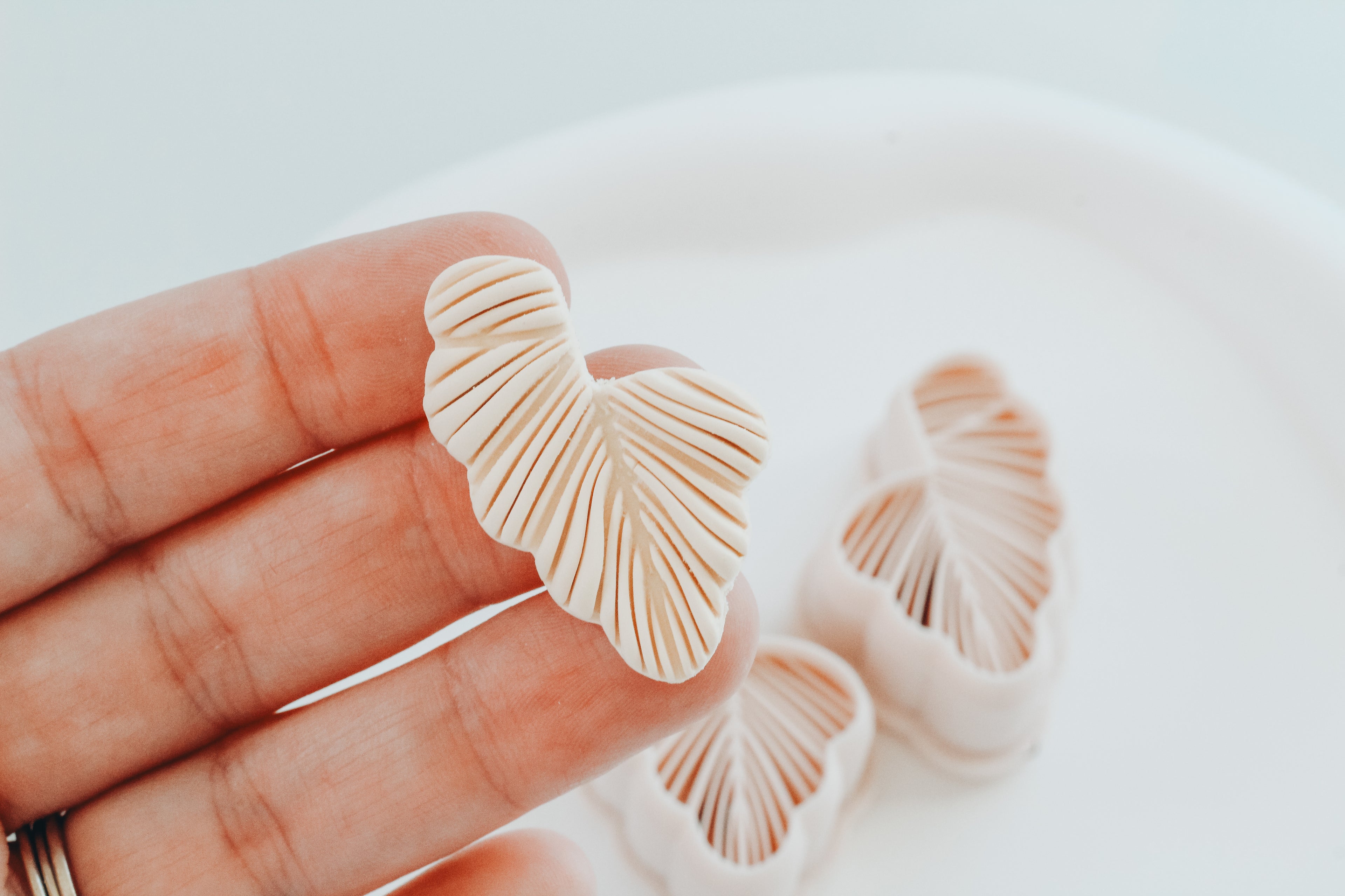 Tropical Leaf Hoop / Huggie Clay Cutter Mirrored Set