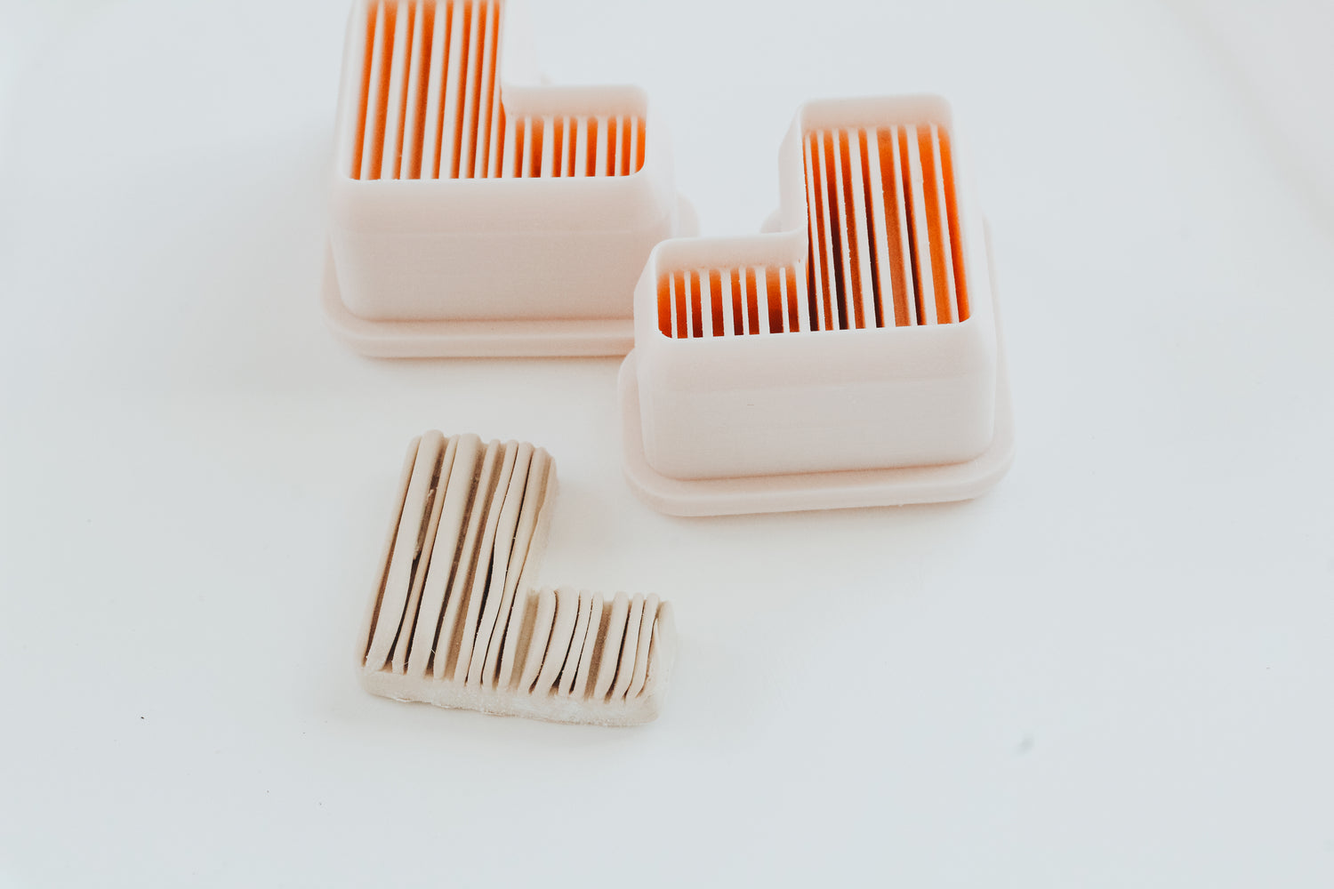 Uneven Square Lined Hoop / Huggie Clay Cutter Mirrored Set