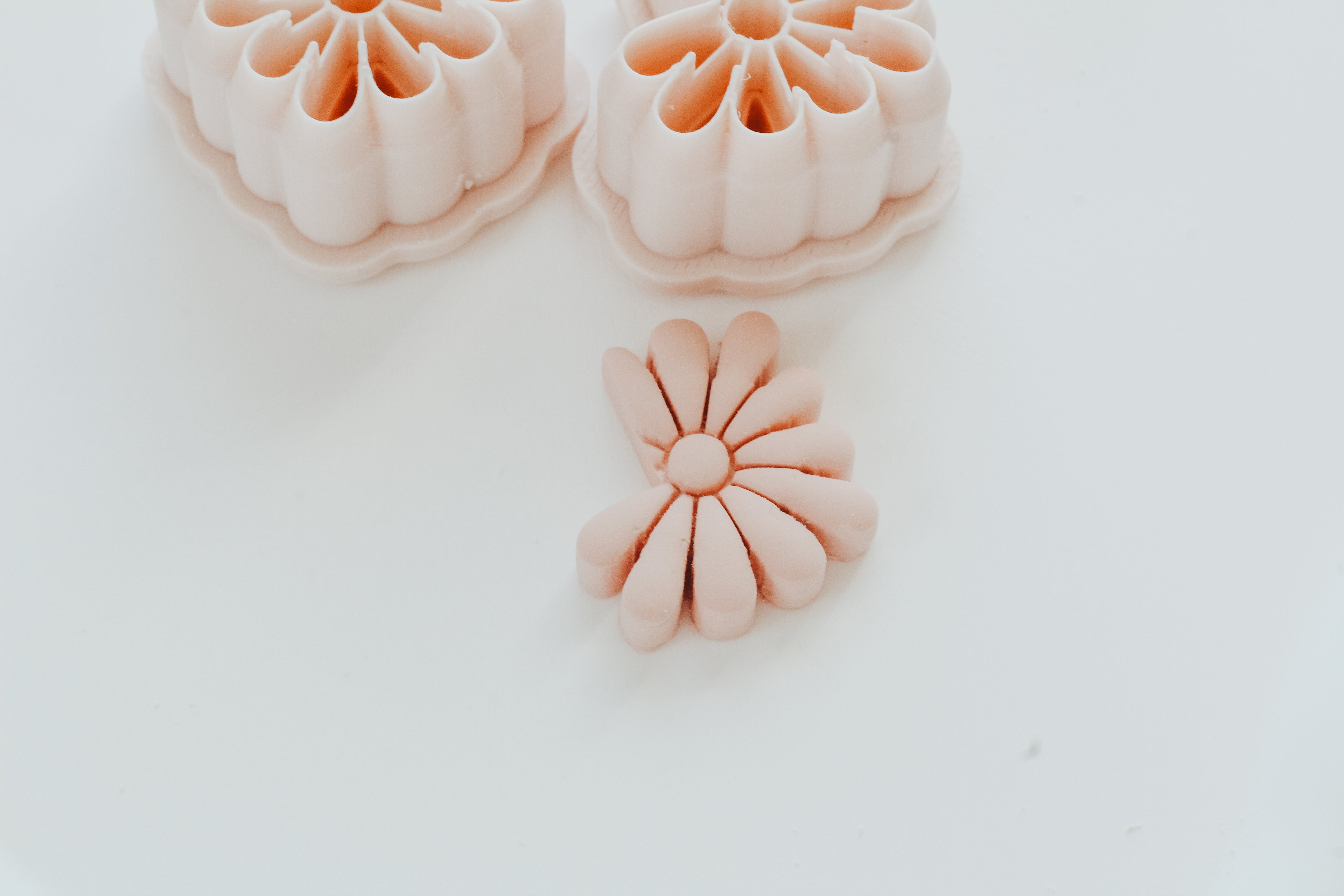 Abstract Flower Hoop / Huggie Clay Cutter Mirrored Set