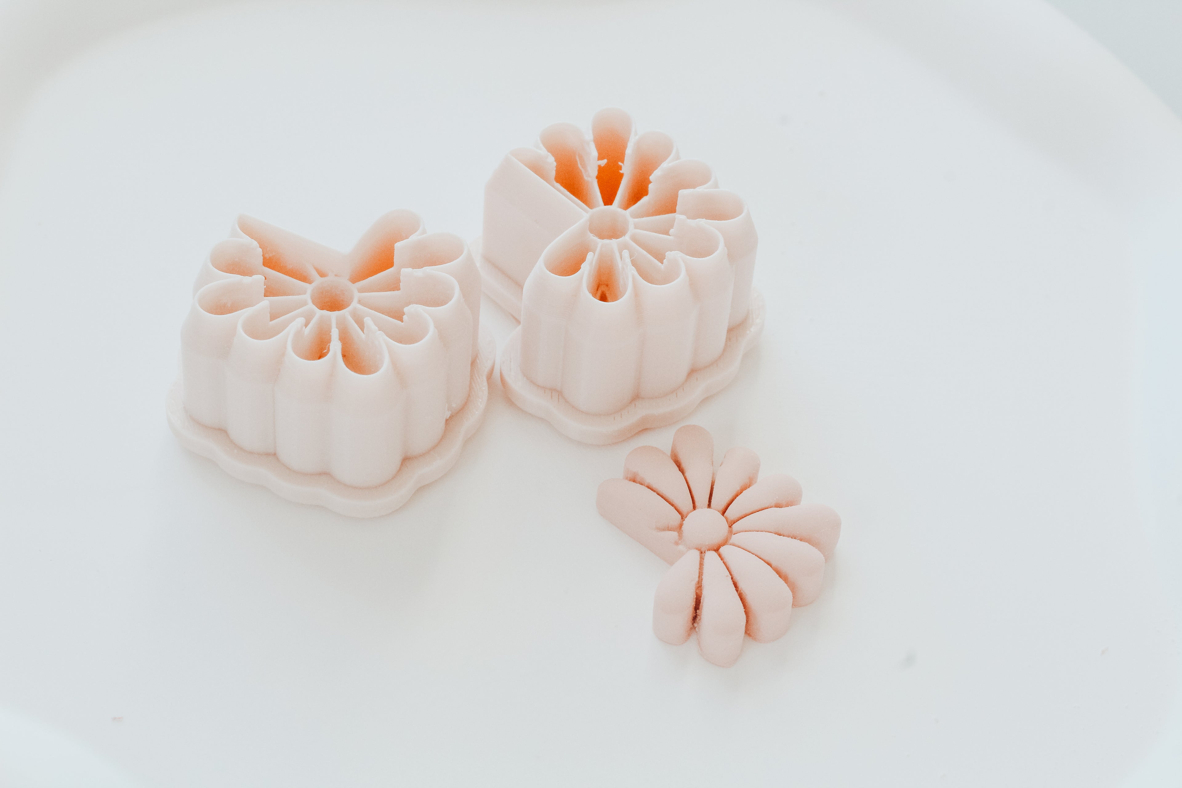 Abstract Flower Hoop / Huggie Clay Cutter Mirrored Set