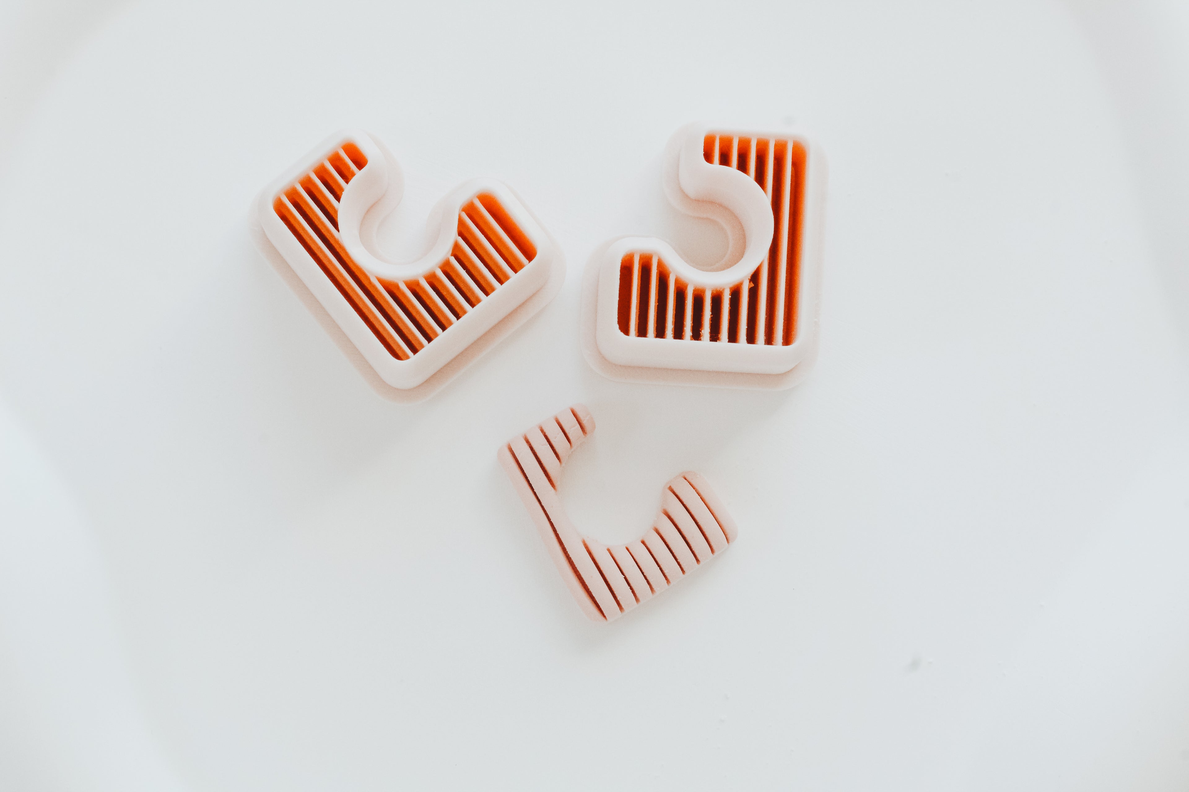 Ribbed Rectangle Hoop / Huggie Clay Cutter Mirrored Set