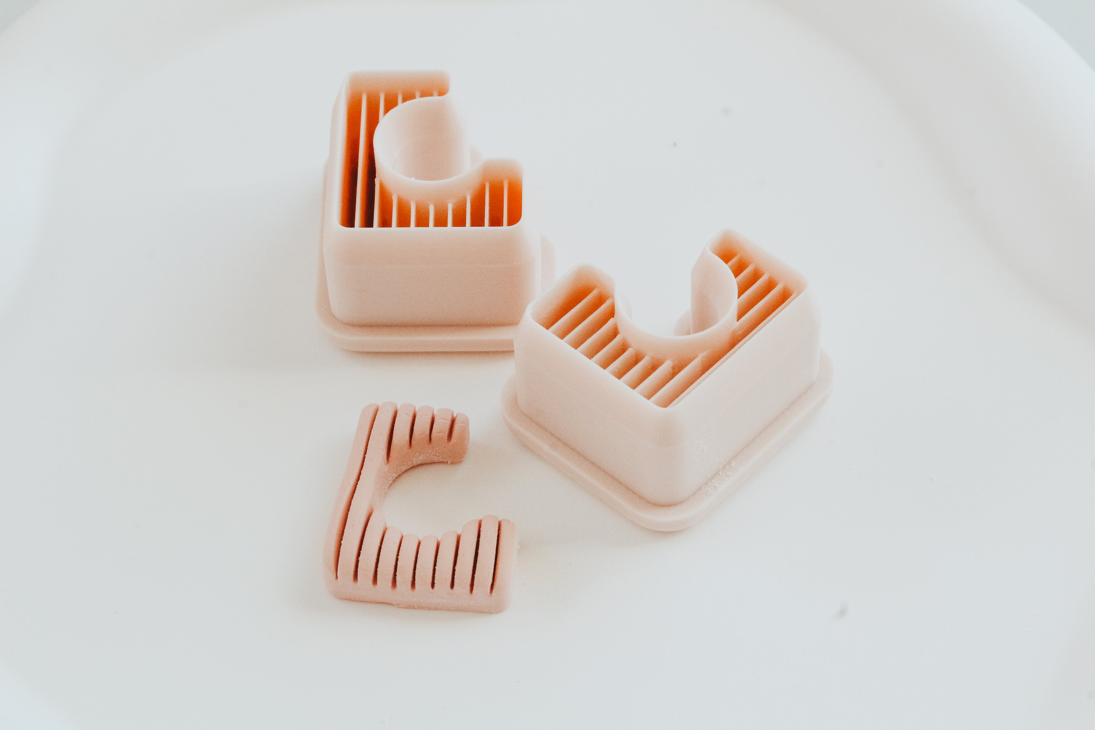 Ribbed Rectangle Hoop / Huggie Clay Cutter Mirrored Set