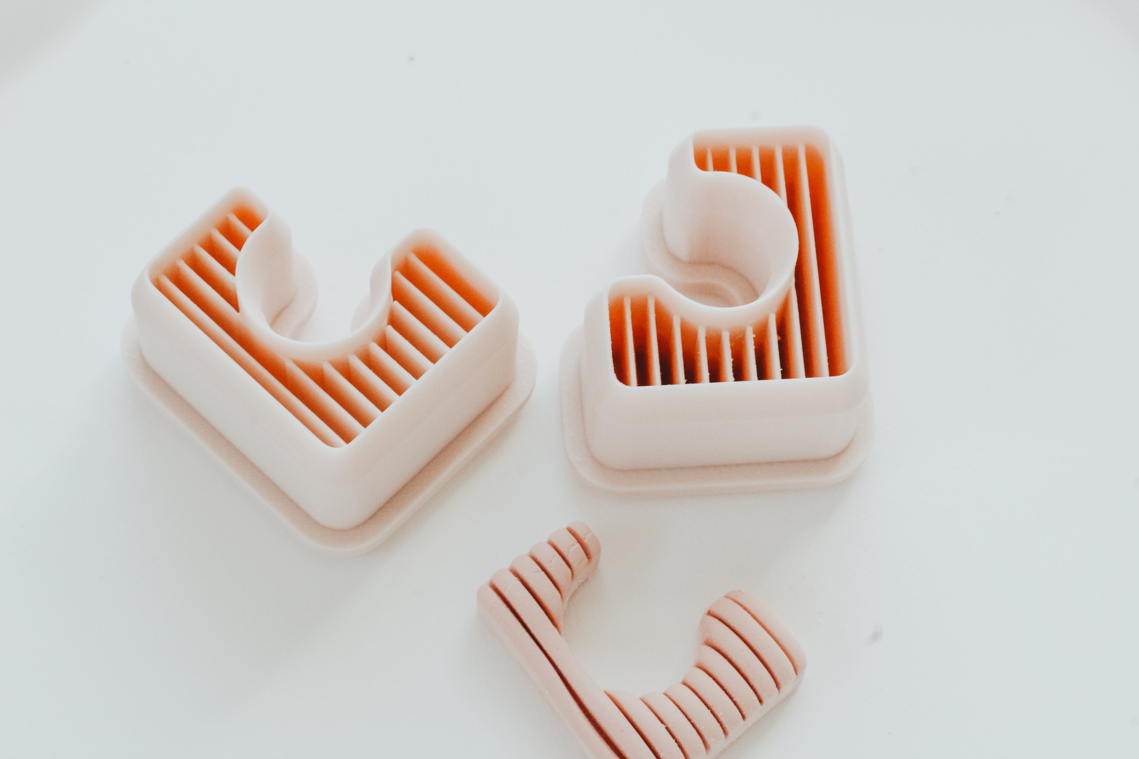 Ribbed Rectangle Hoop / Huggie Clay Cutter Mirrored Set