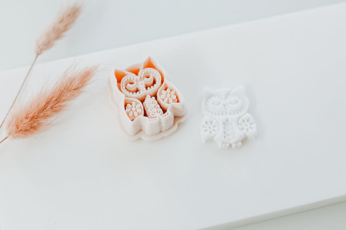 NEW! Folk Art Winter Owl Mirrored Clay Cutter Set