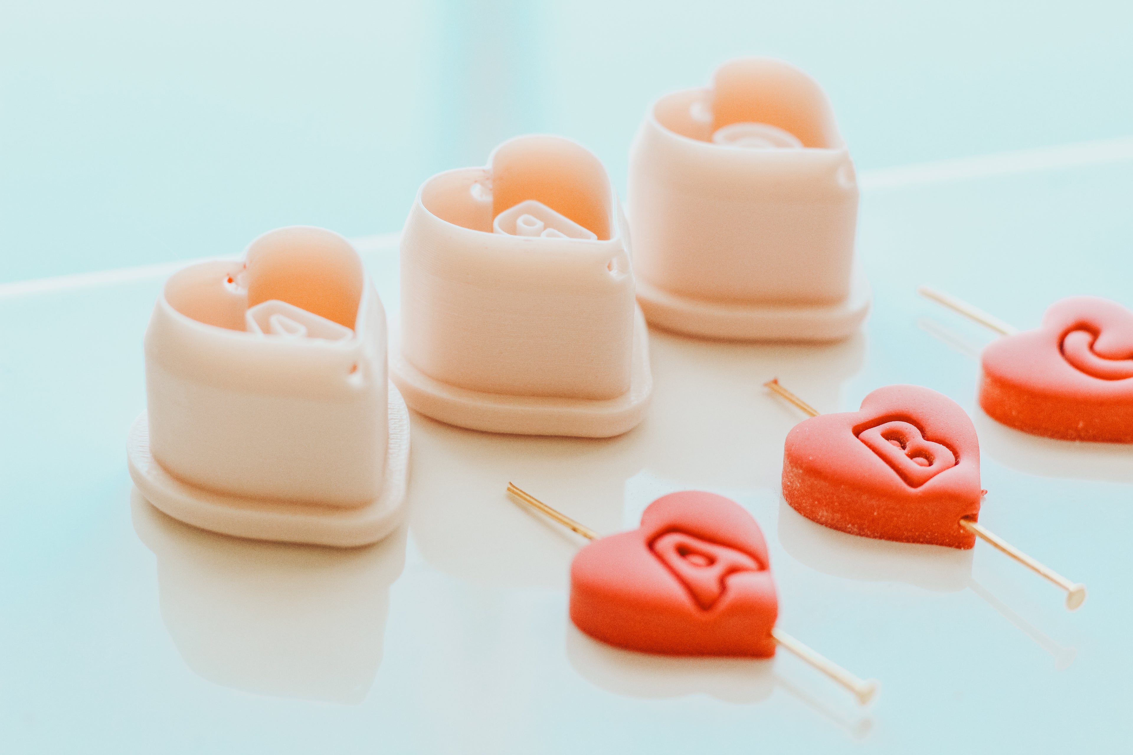 Bead Heart Charm Monogram Clay Cutters .75 Inches - Full Set 26 Letters Included