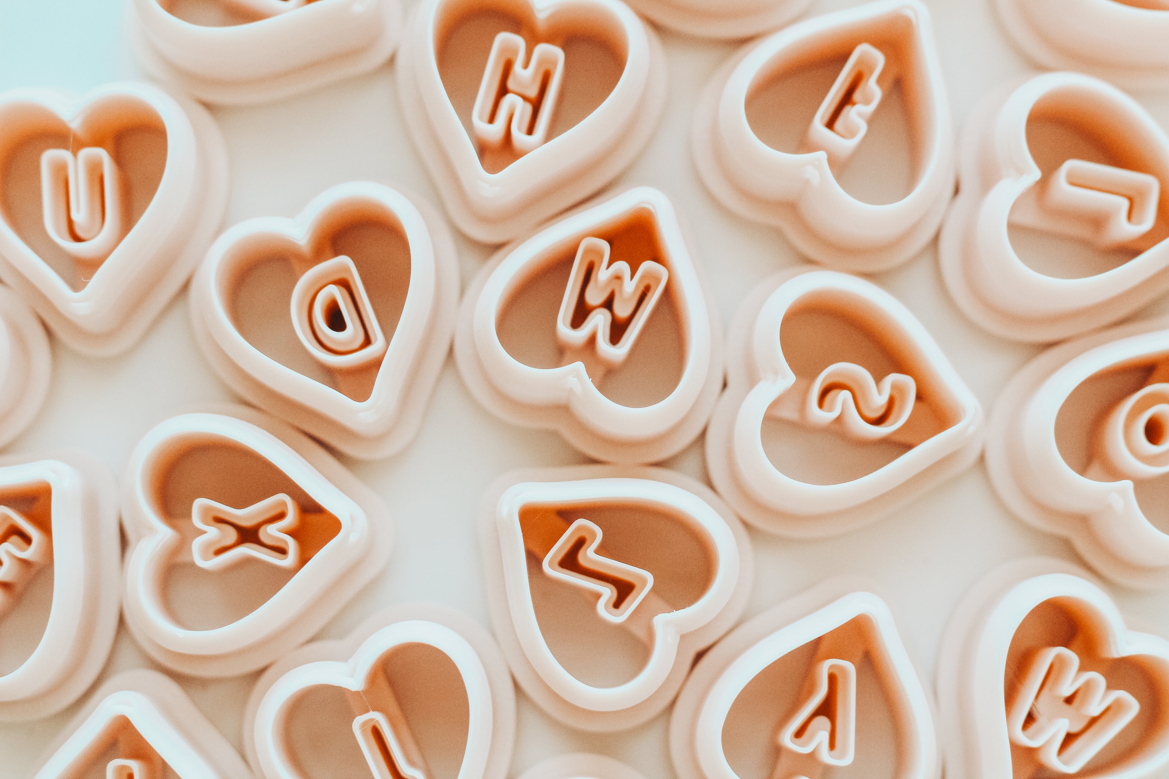 Bead Heart Charm Monogram Clay Cutters .75 Inches - Full Set 26 Letters Included
