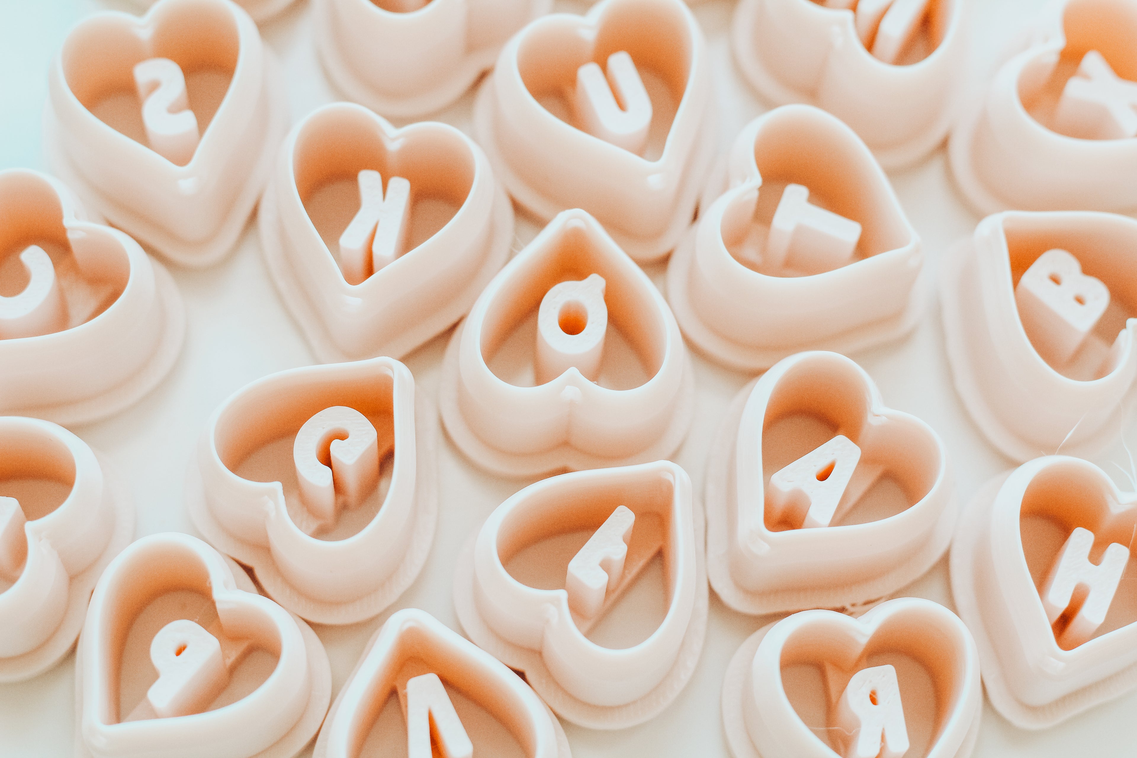 Bead Heart Charm Monogram Clay Cutters .75 Inches - Full Set 26 Letters Included