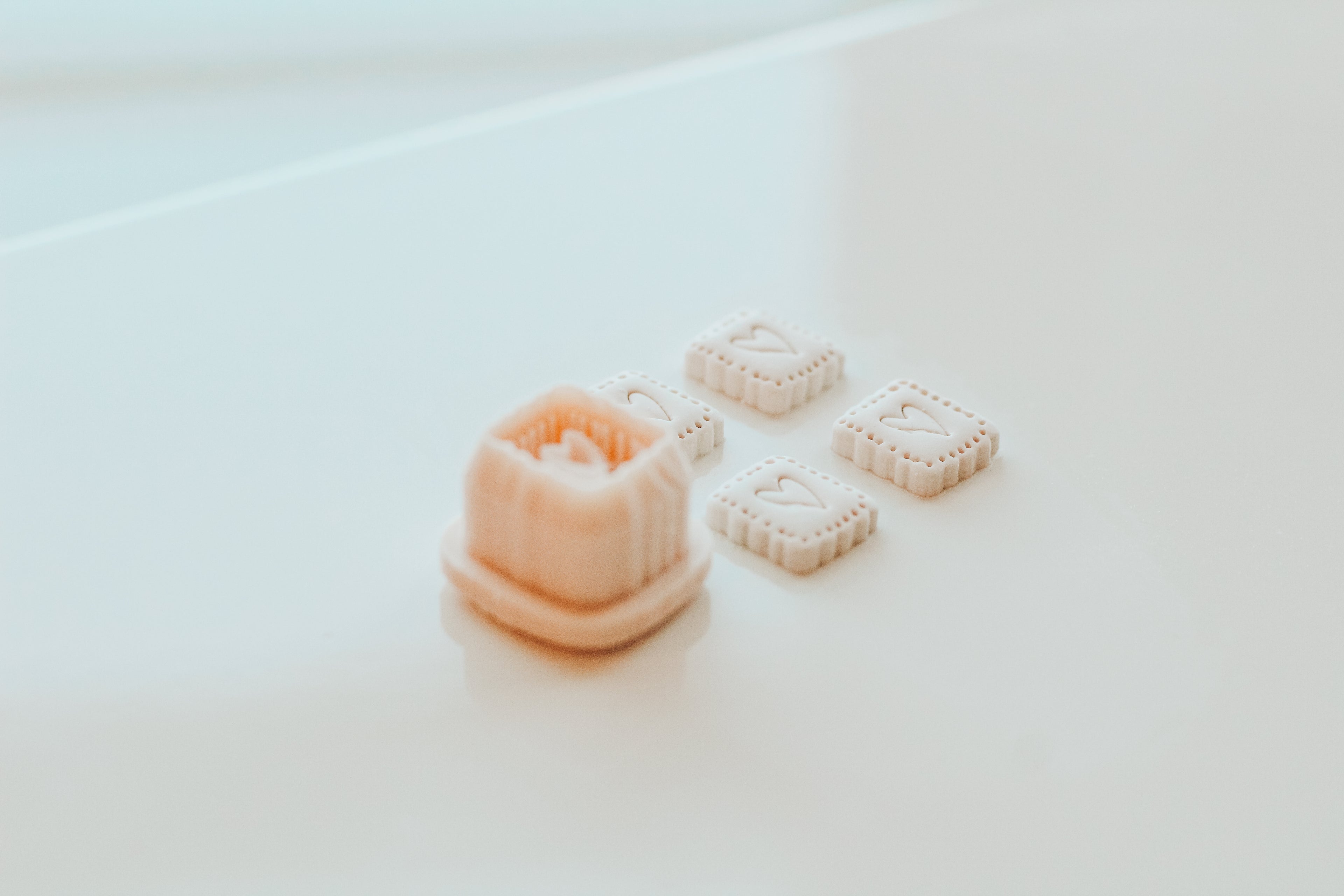 Handdrawn Heart Charm Extra Dainty Precision Clay Cutter Mirror Set