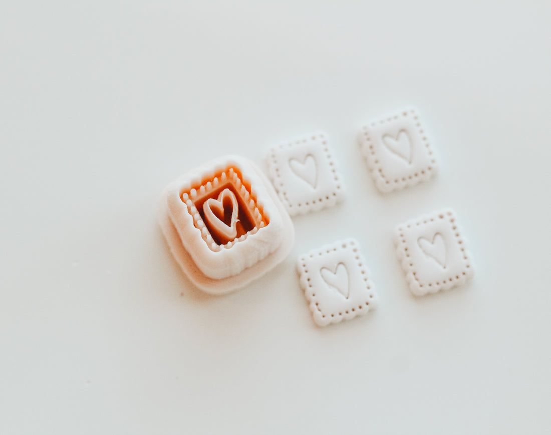 Handdrawn Heart Charm Extra Dainty Precision Clay Cutter Mirror Set