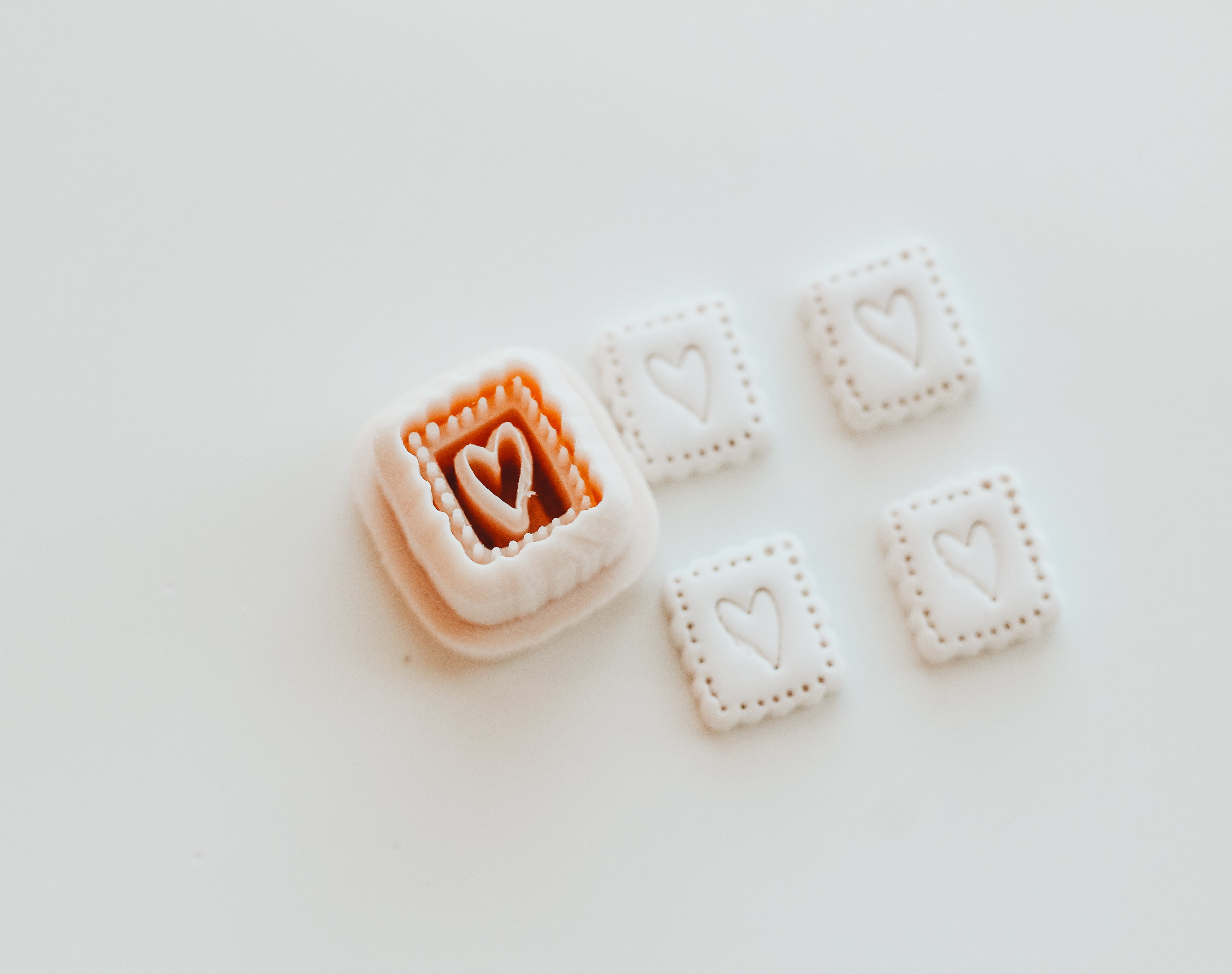 Handdrawn Heart Charm Extra Dainty Precision Clay Cutter Mirror Set