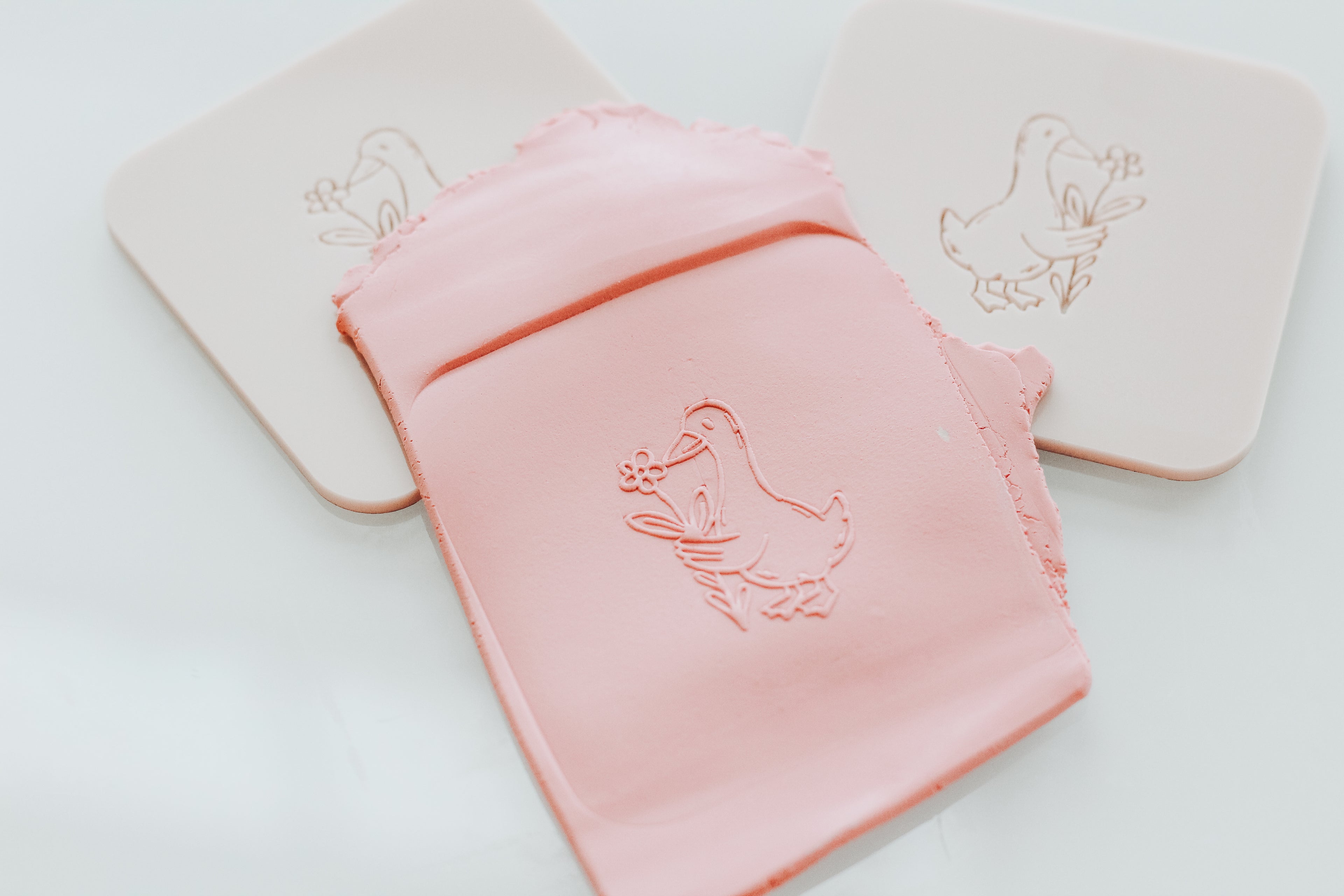 Goose & Flowers Clay Acrylic Texture Plate