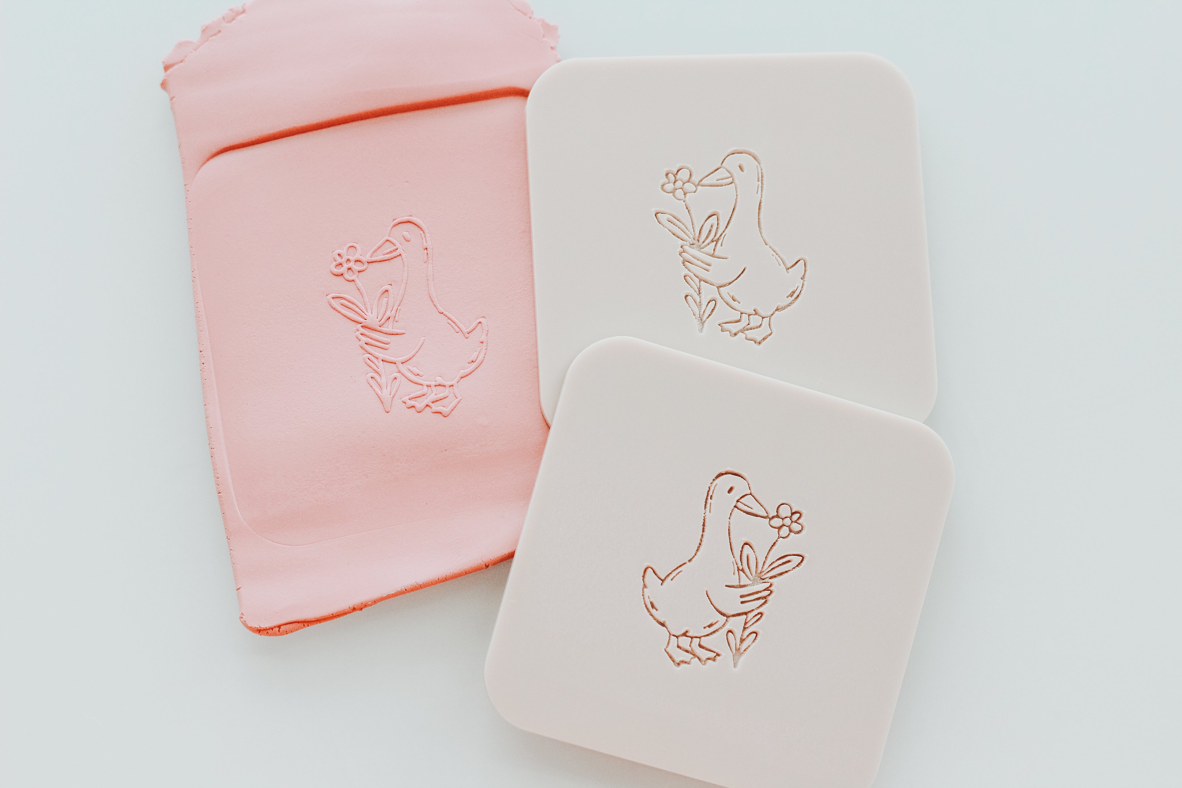 Goose & Flowers Clay Acrylic Texture Plate