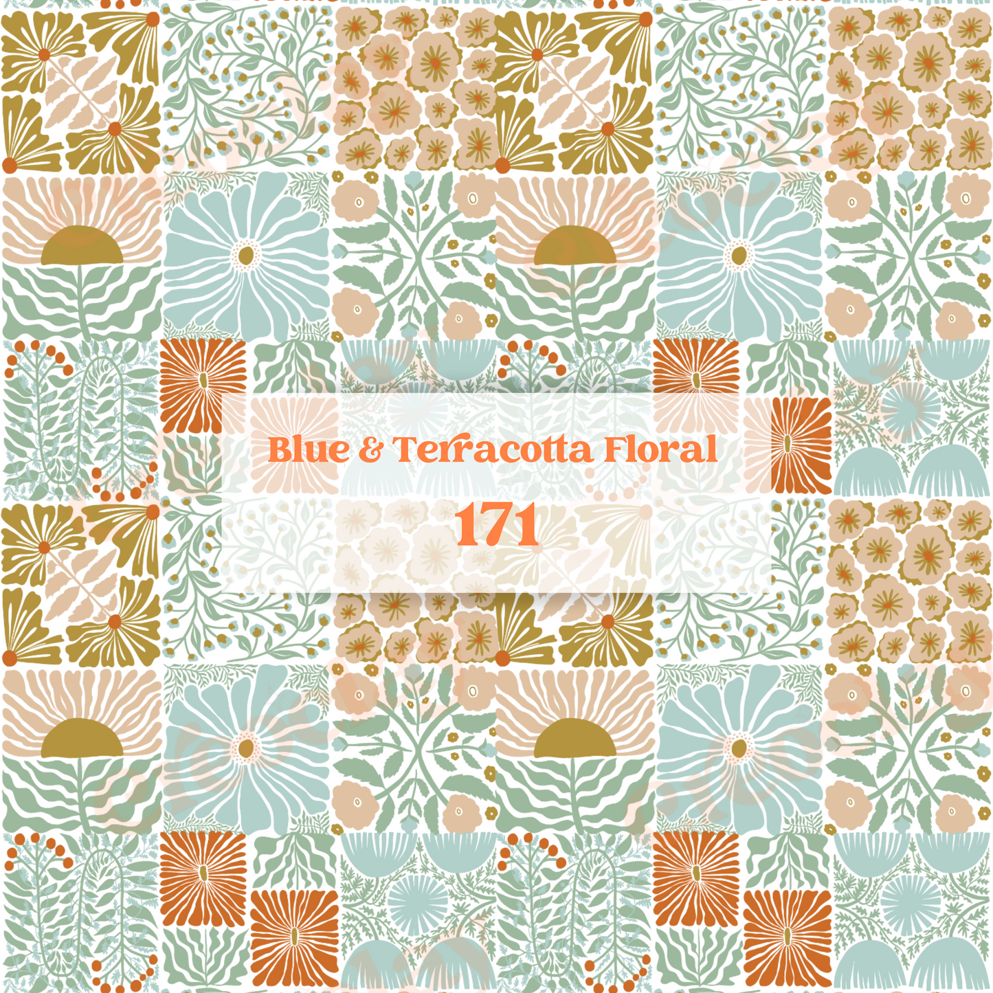 Transfer Paper 171 (Blue & Terracotta Floral)
