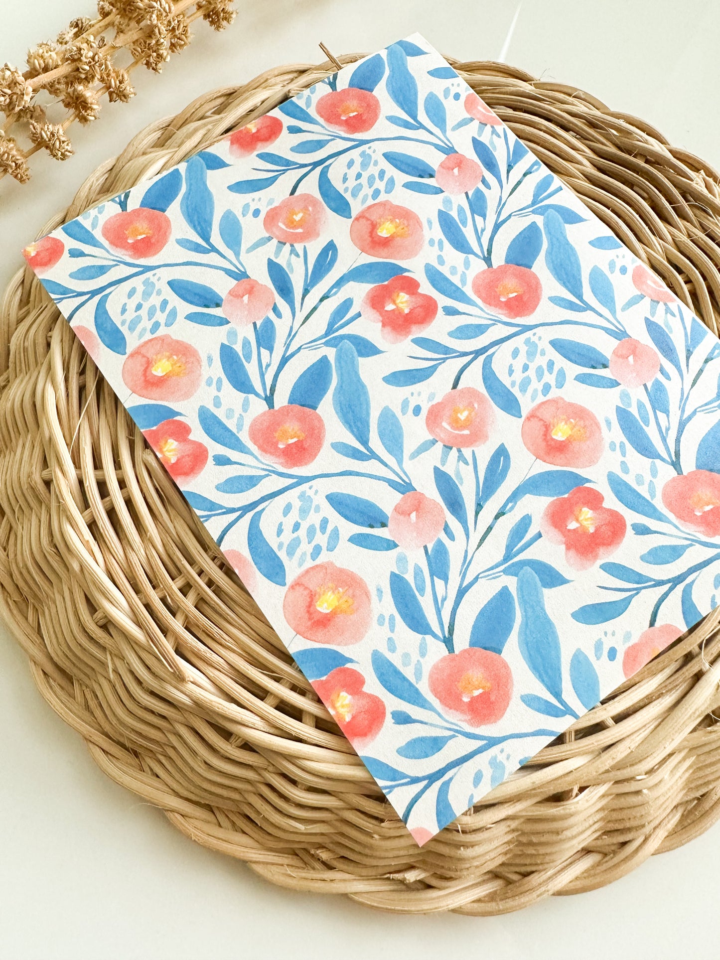 Transfer Paper 89 (Peach & Blue Watercolor Floral)