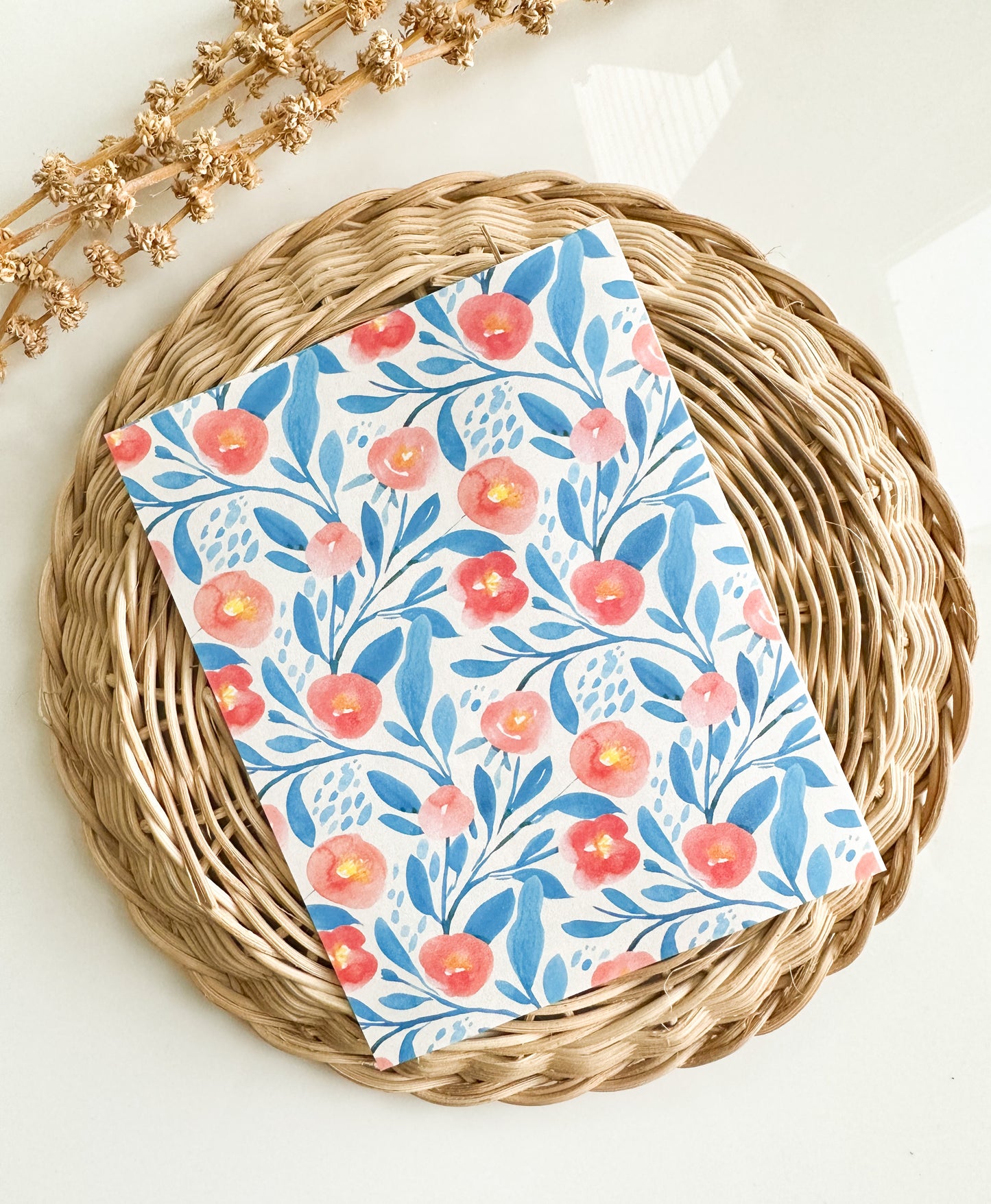 Transfer Paper 89 (Peach & Blue Watercolor Floral)