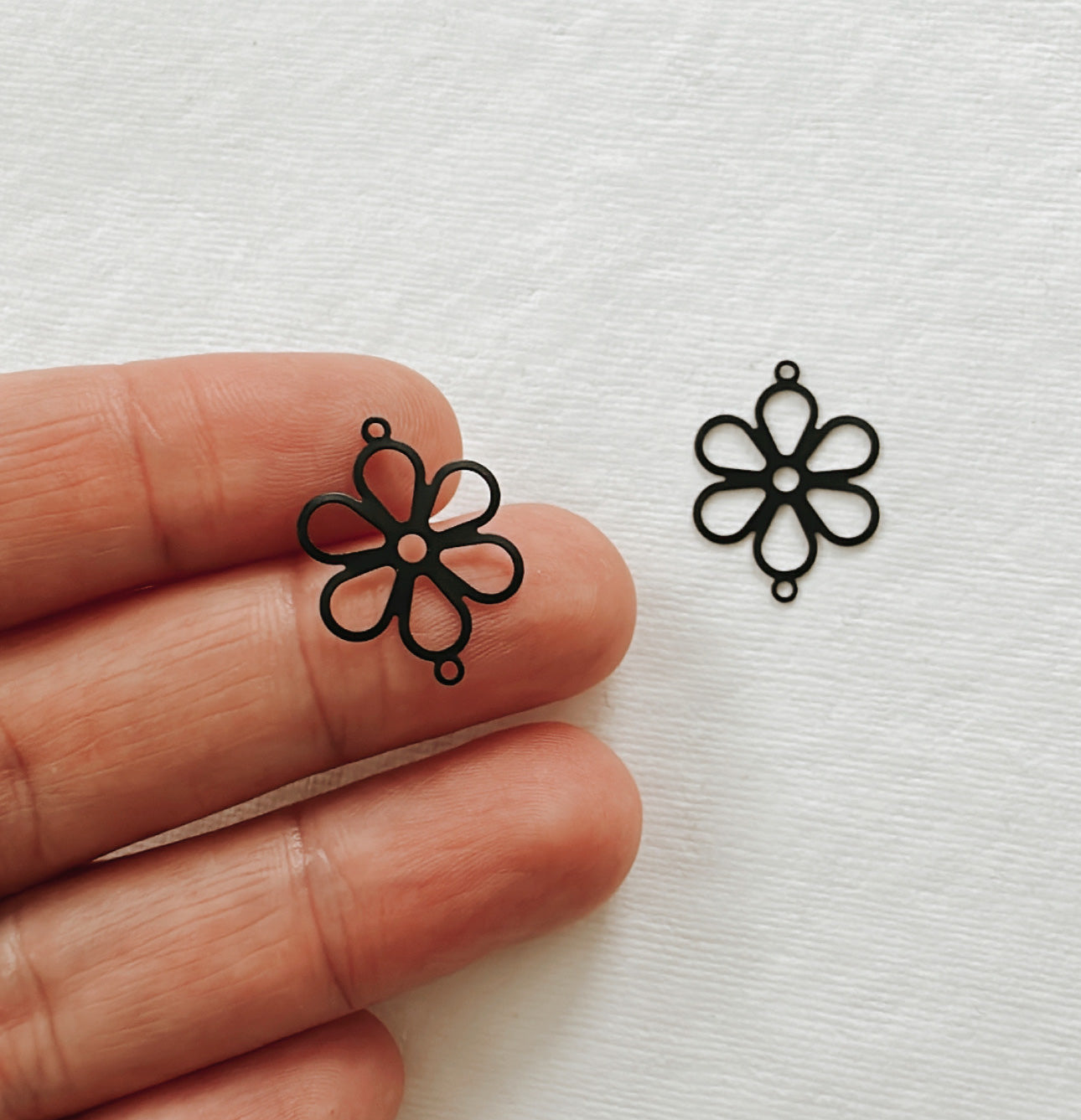 Black Flower Charm (Set of 2)