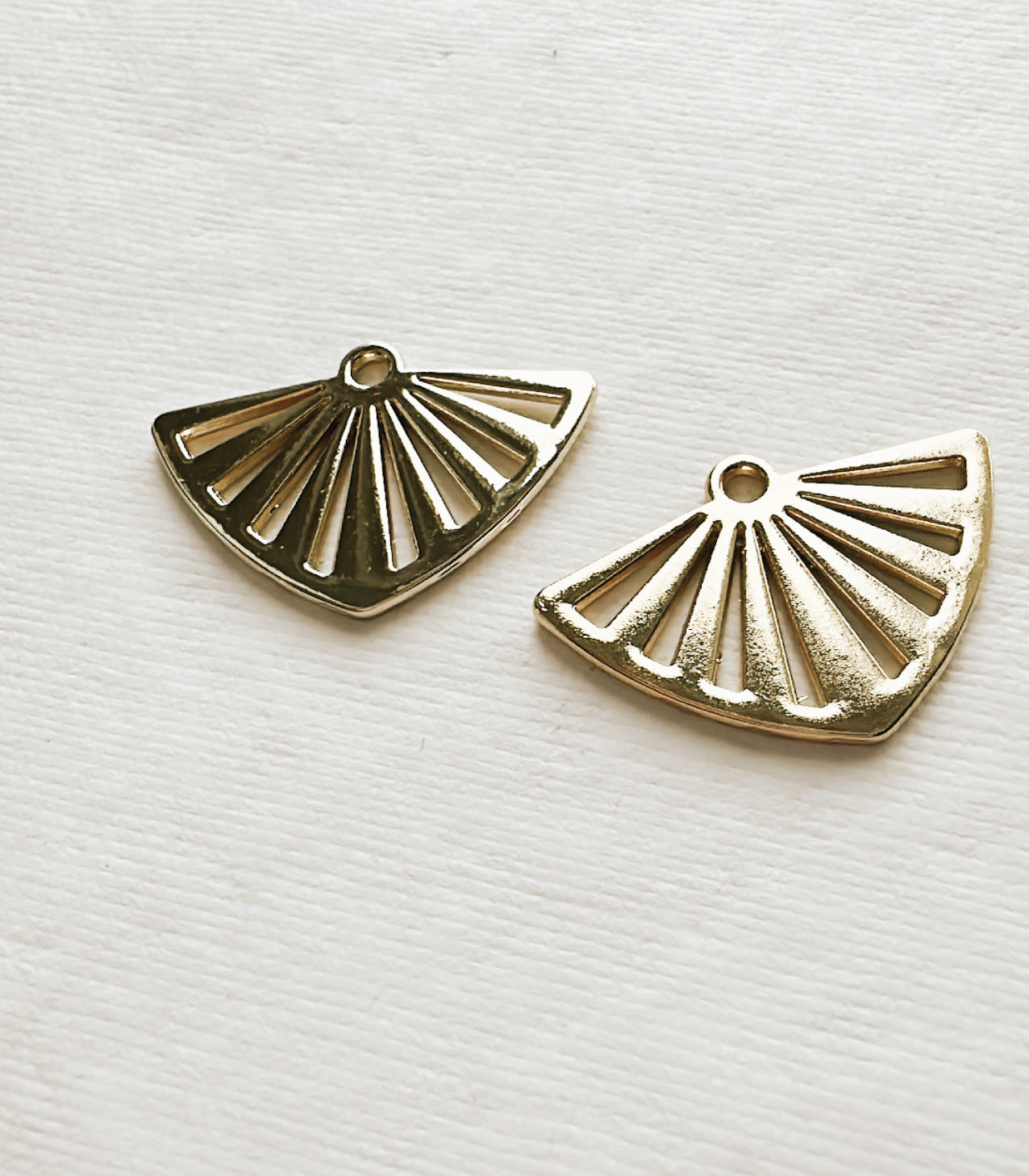 Alloy Gold Fan Charms (Set of 2)