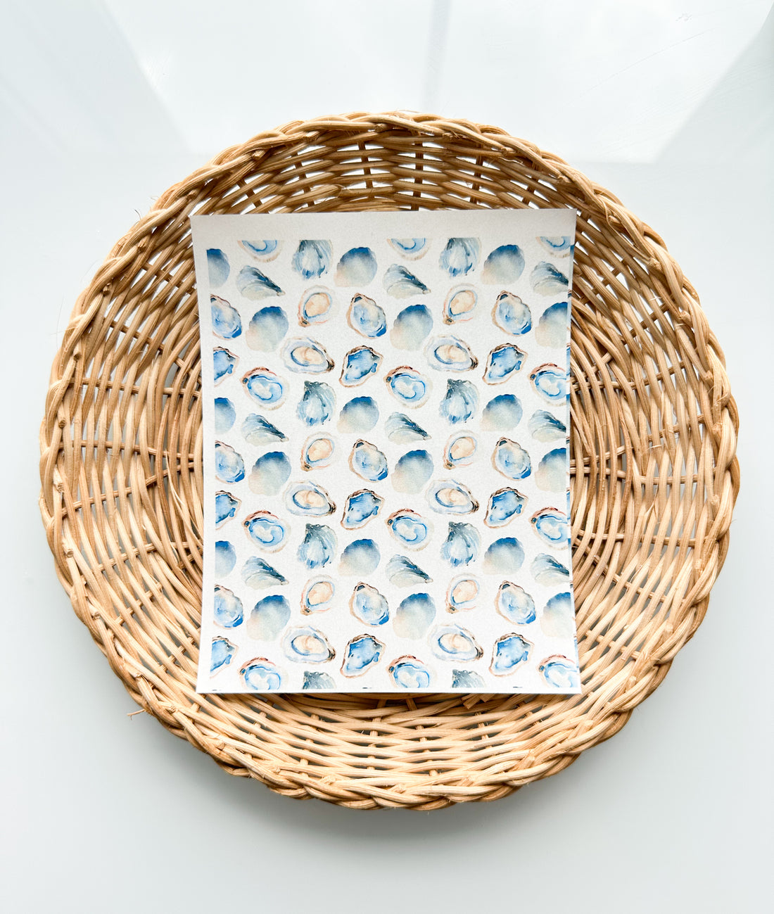Charleston 3 Blue Watercolor Oysters Transfer Paper