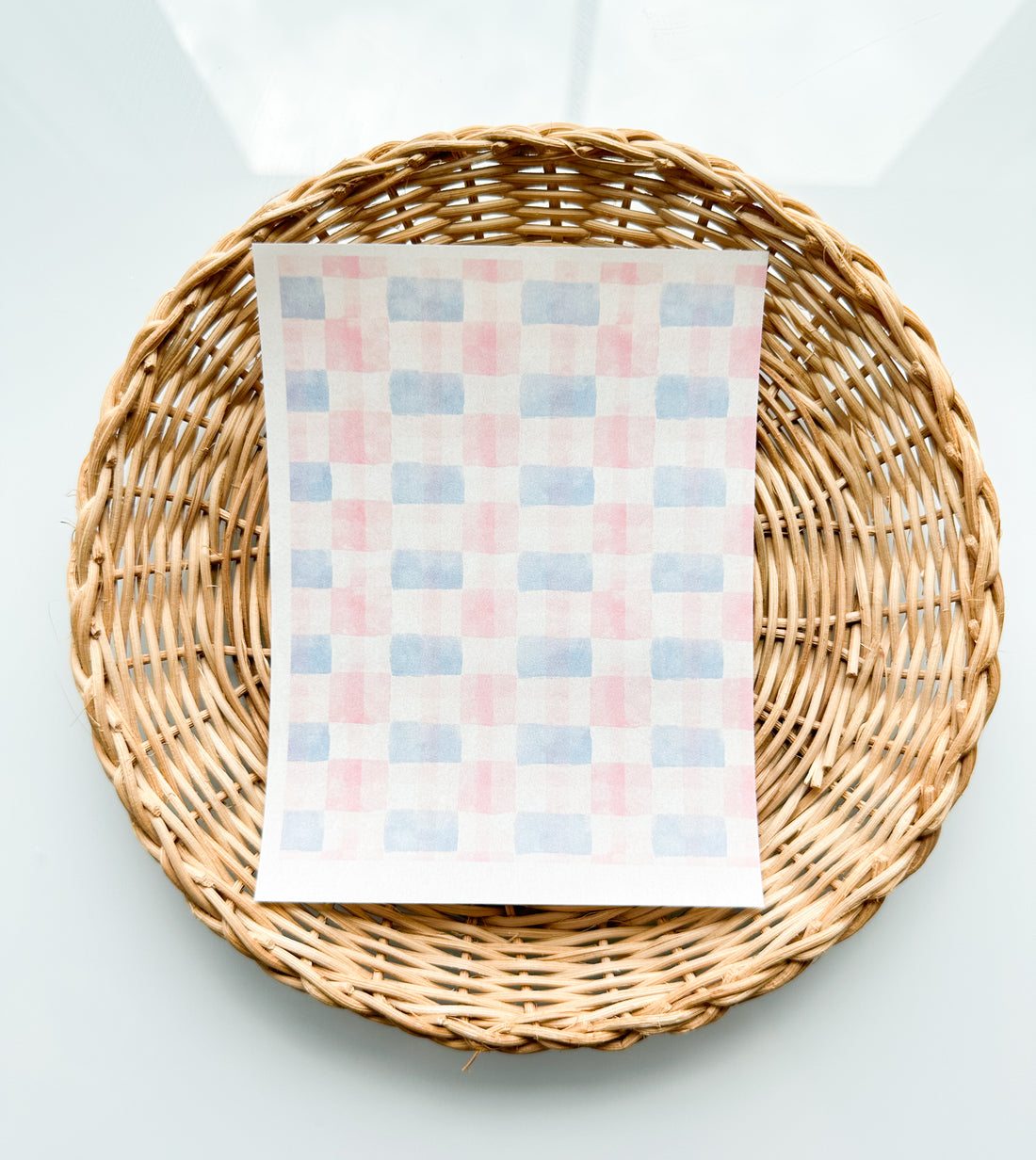 Charleston 18 Pink & Blue Water Color Plaid Transfer Paper