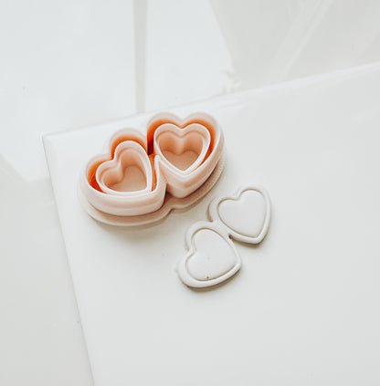 Double Hearts Embossed Clay Cutter 1.25”