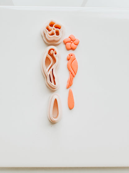 Tropical Bird Dangle 3 Piece Set Clay Cutter